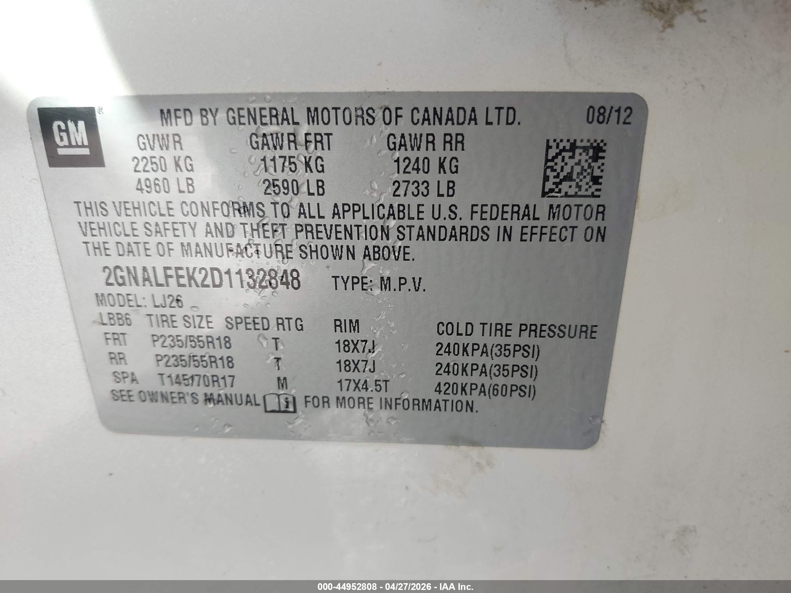 2013 Chevrolet Equinox Ltz White vin: 2GNALFEK2D1132848