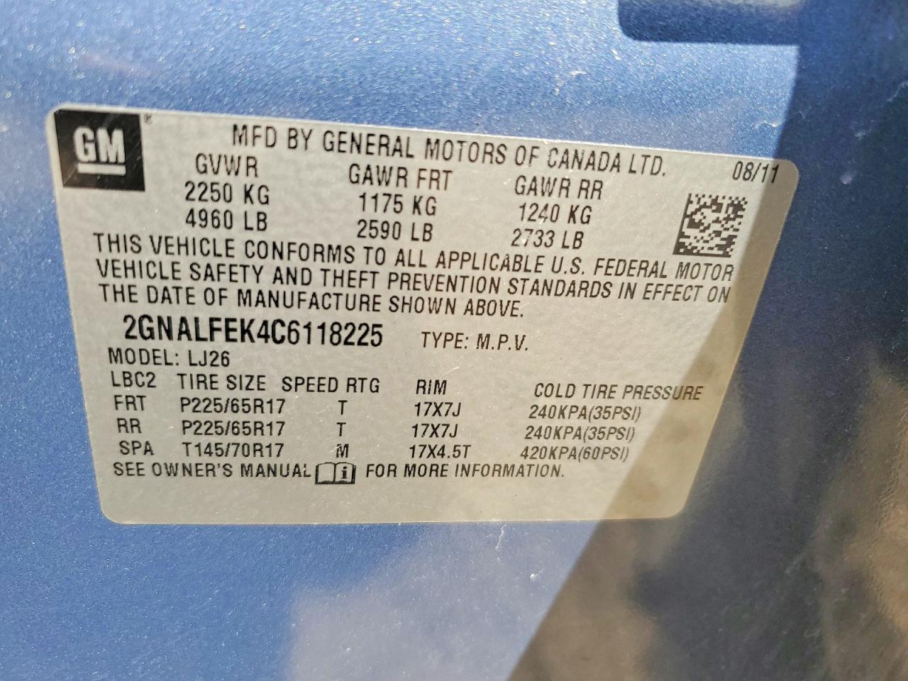 2012 Chevrolet Equinox Ltz Синий vin: 2GNALFEK4C6118225