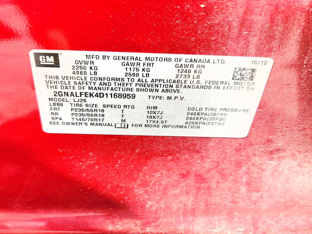 2013 Chevrolet Equinox Ltz Red vin: 2GNALFEK4D1168959