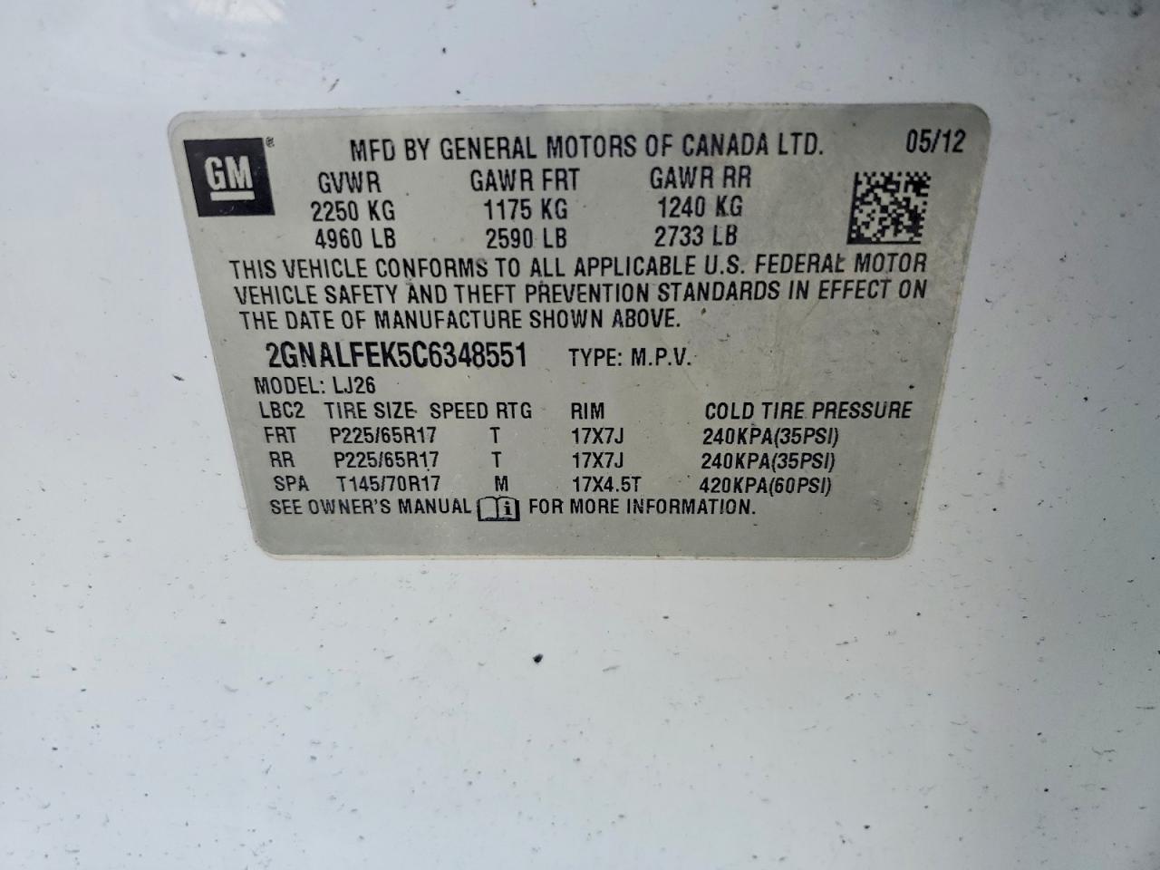 2012 Chevrolet Equinox Ltz Белый vin: 2GNALFEK5C6348551