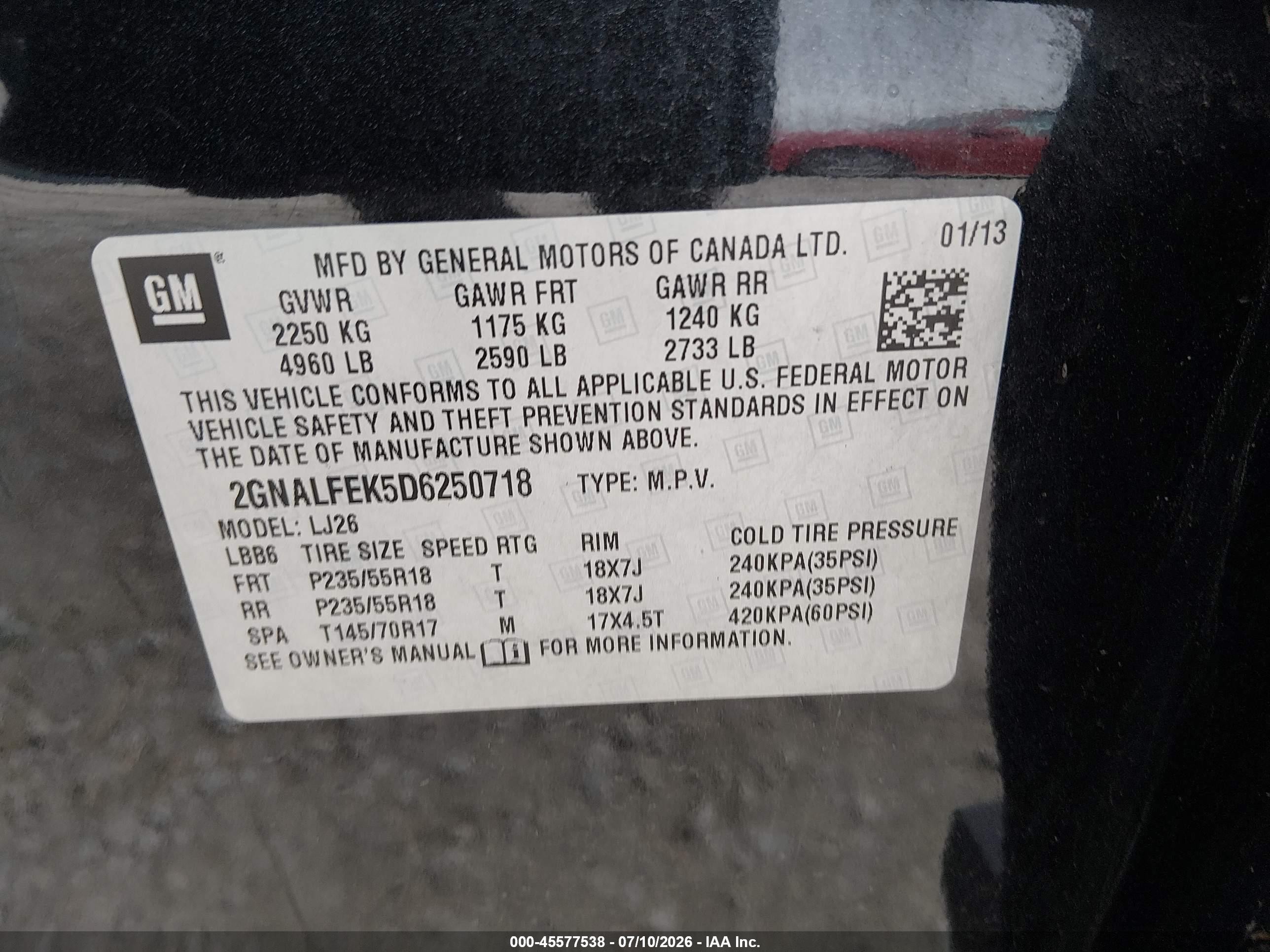 2013 Chevrolet Equinox Ltz Black vin: 2GNALFEK5D6250718