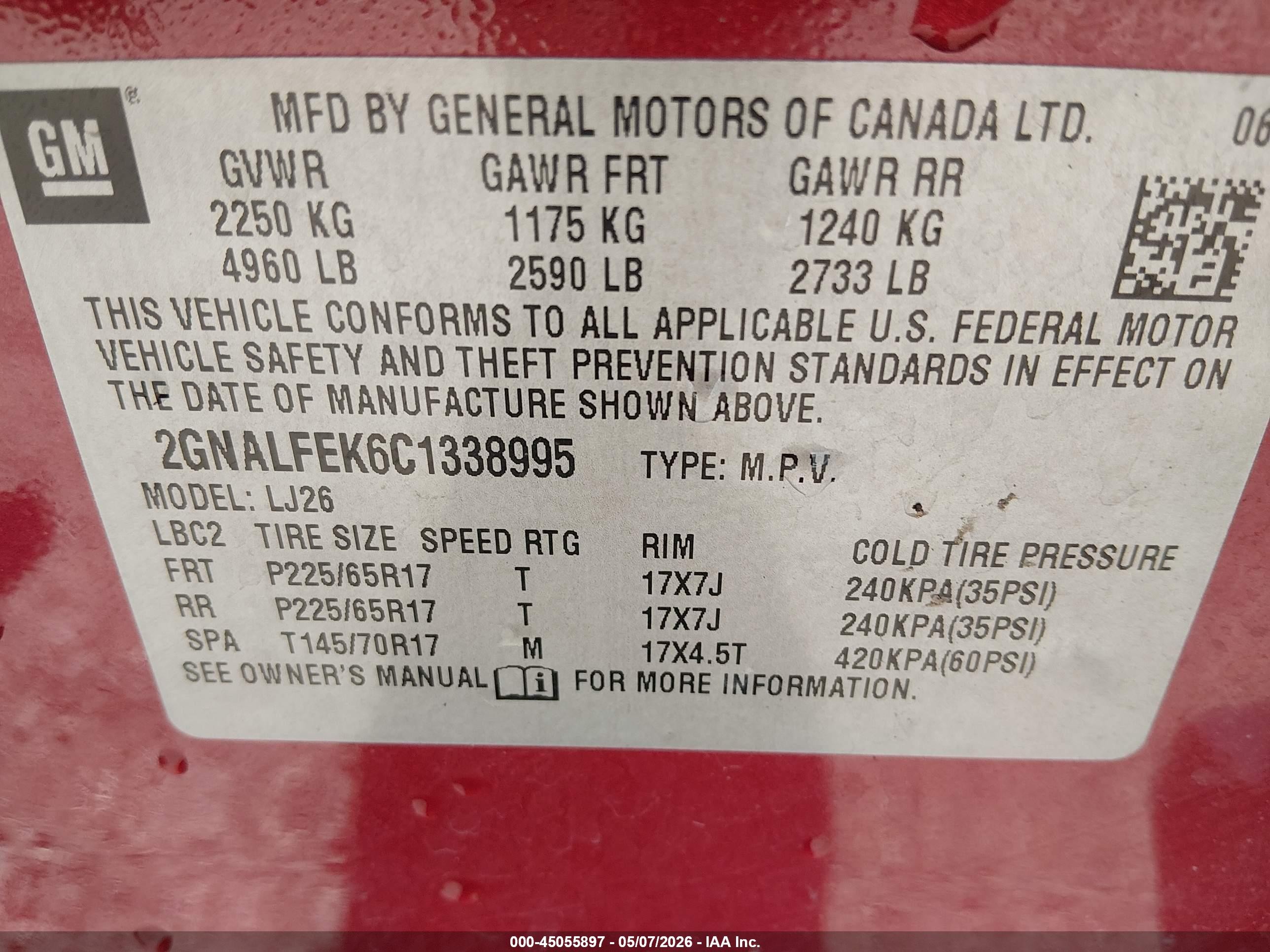 2012 Chevrolet Equinox Ltz Red vin: 2GNALFEK6C1338995