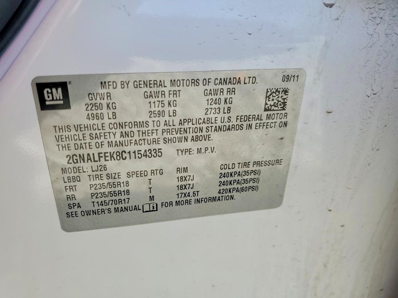 2012 Chevrolet Equinox Ltz White vin: 2GNALFEK8C1154335