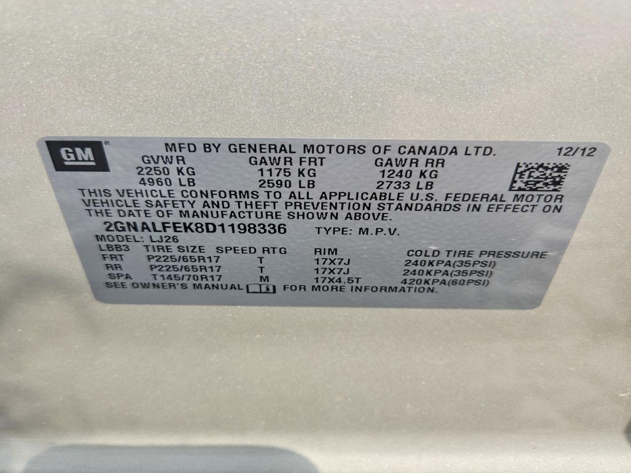 2013 Chevrolet Equinox Ltz Gold vin: 2GNALFEK8D1198336
