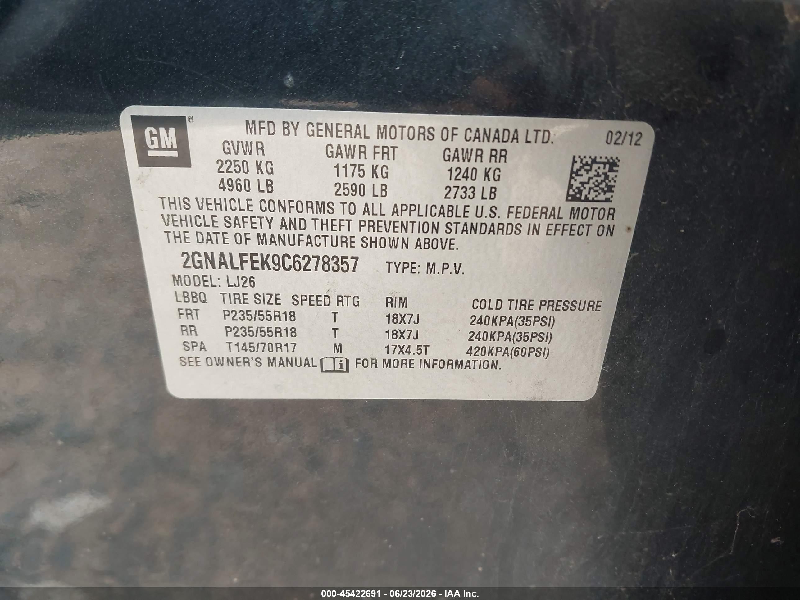 2012 Chevrolet Equinox Ltz Black vin: 2GNALFEK9C6278357