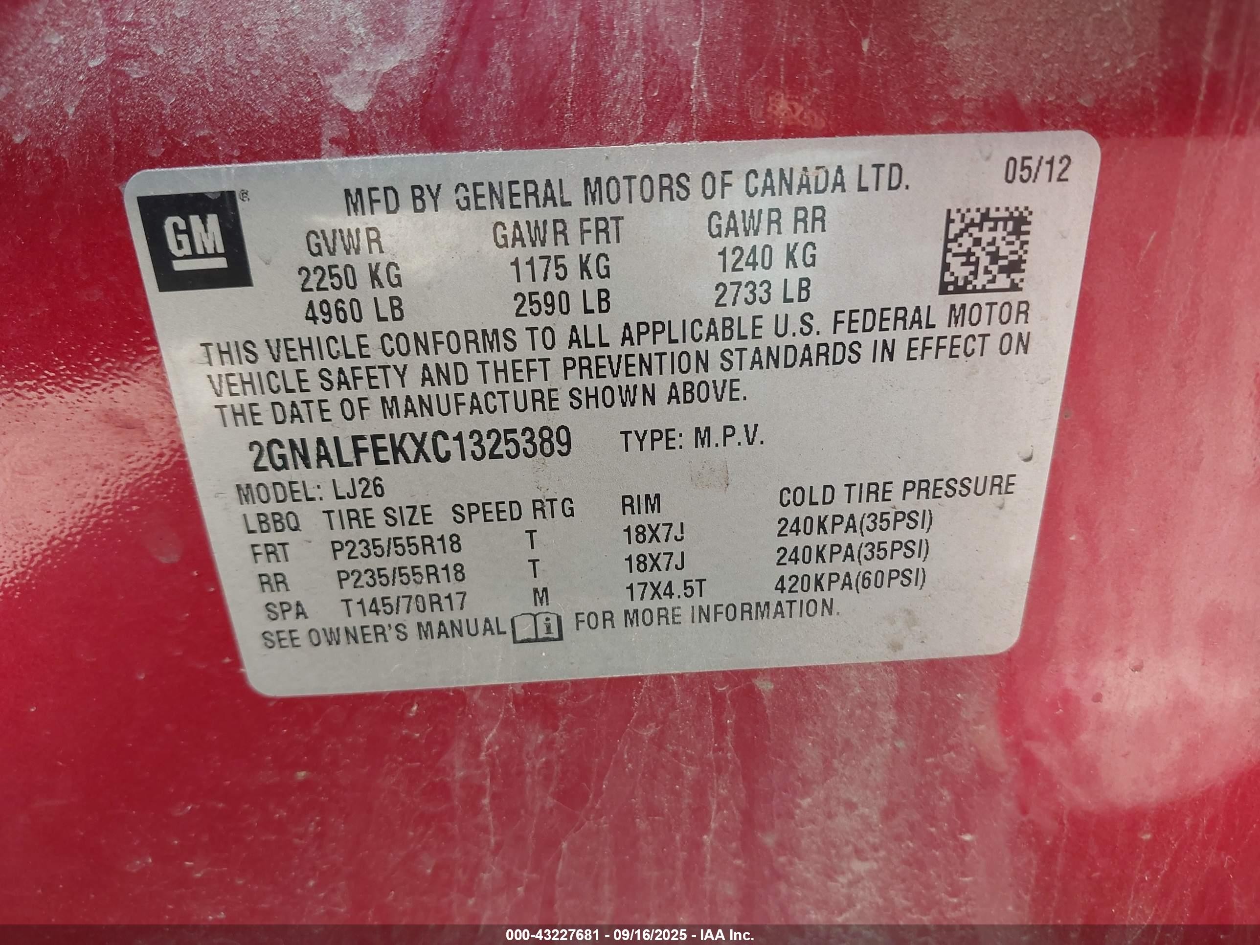2012 Chevrolet Equinox Ltz Red vin: 2GNALFEKXC1325389