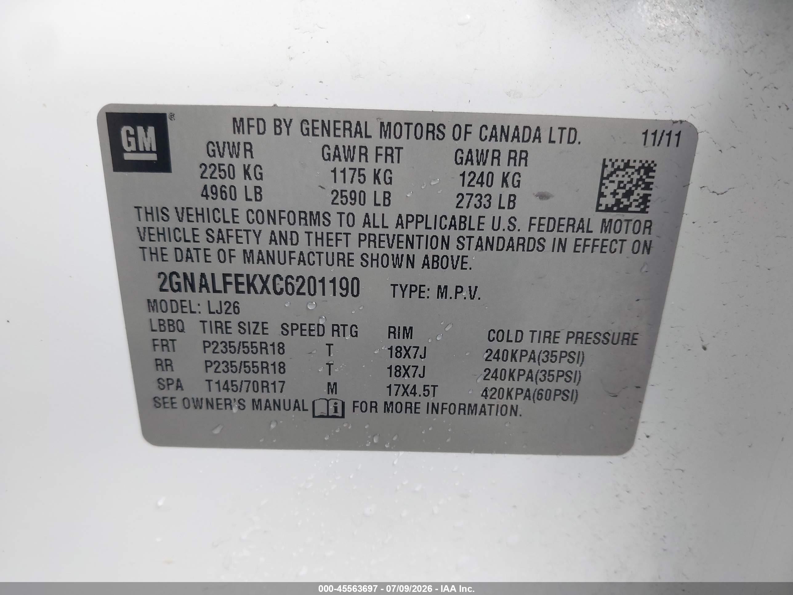 2012 Chevrolet Equinox Ltz White vin: 2GNALFEKXC6201190