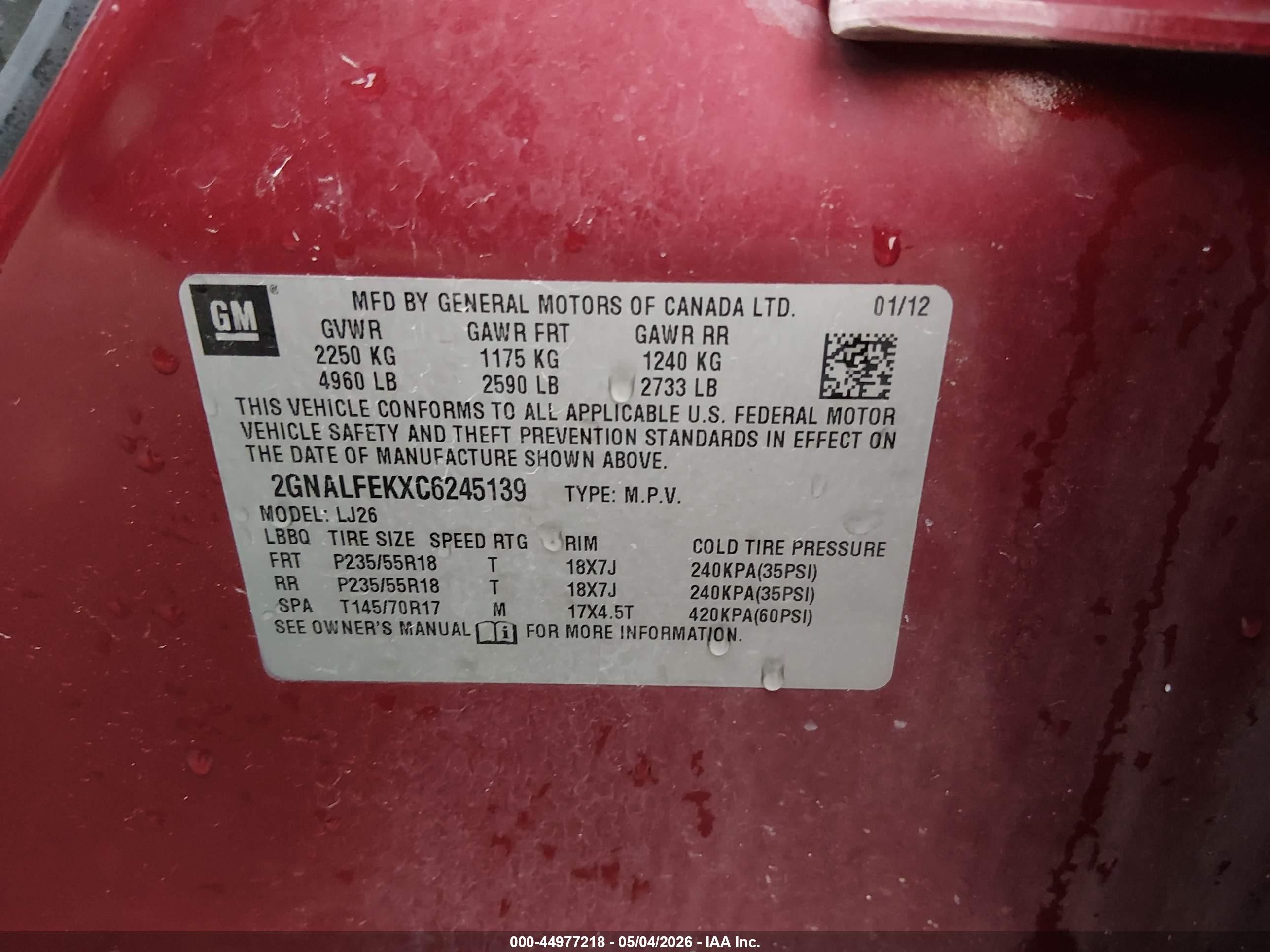 2012 Chevrolet Equinox Ltz Красный vin: 2GNALFEKXC6245139