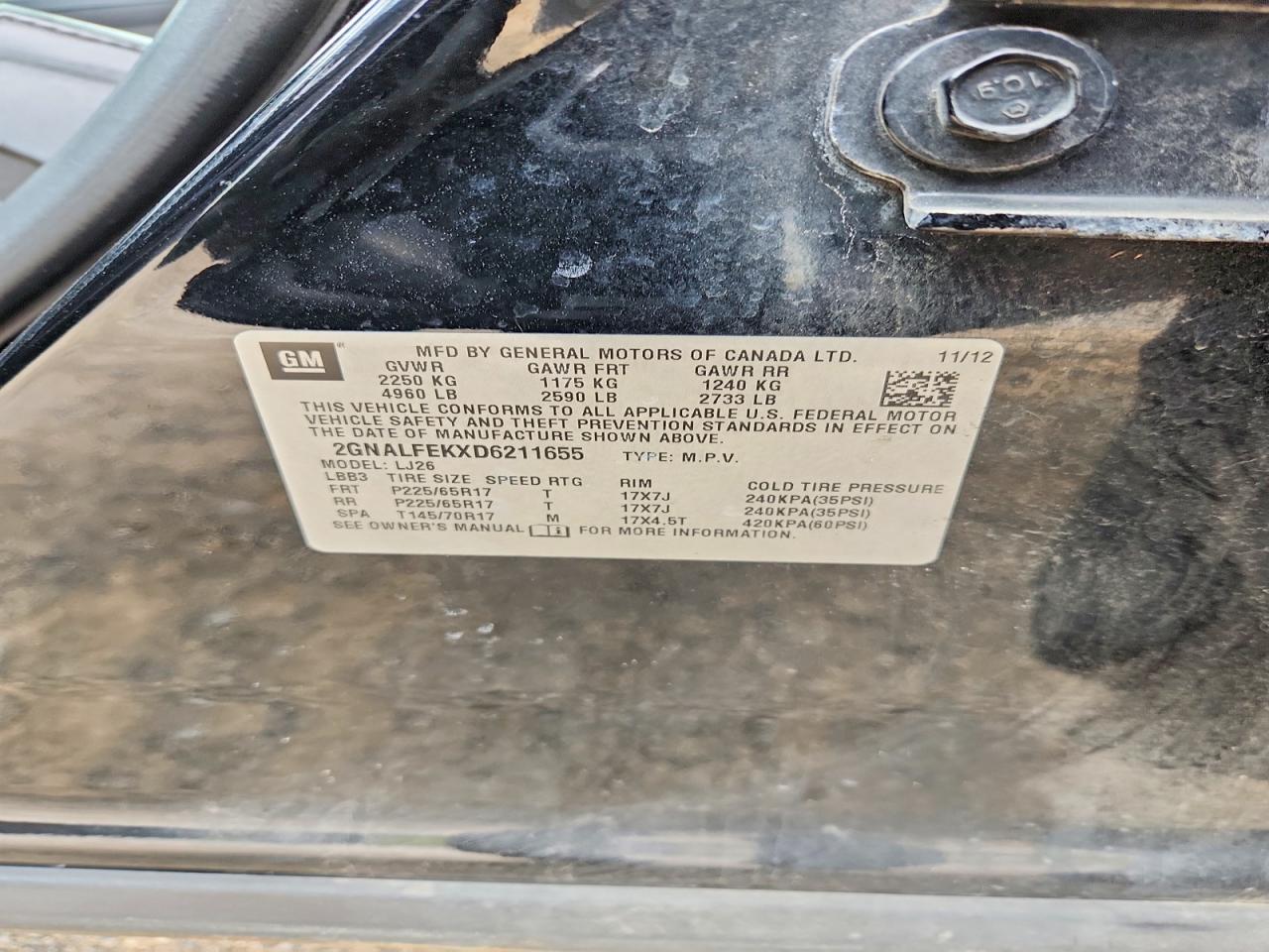 2013 Chevrolet Equinox Ltz Black vin: 2GNALFEKXD6211655