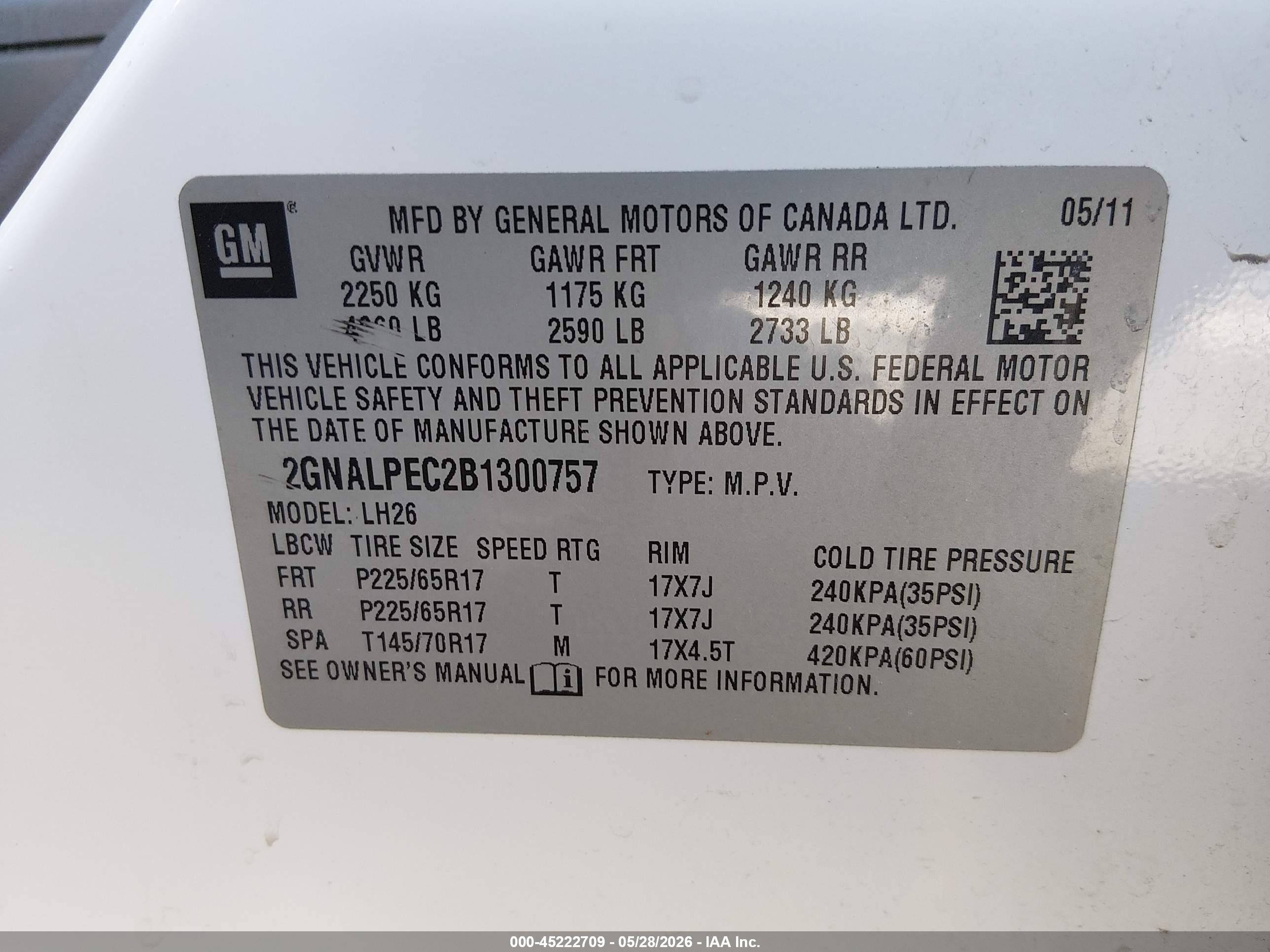 2011 Chevrolet Equinox 2lt White vin: 2GNALPEC2B1300757