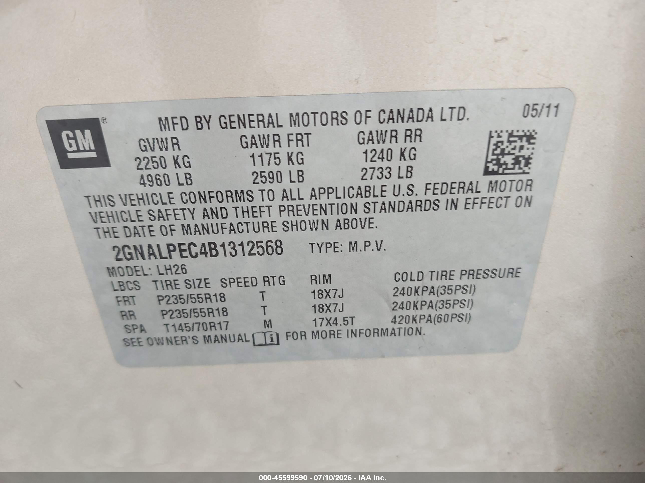 2011 Chevrolet Equinox Lt W/2lt Золотой vin: 2GNALPEC4B1312568