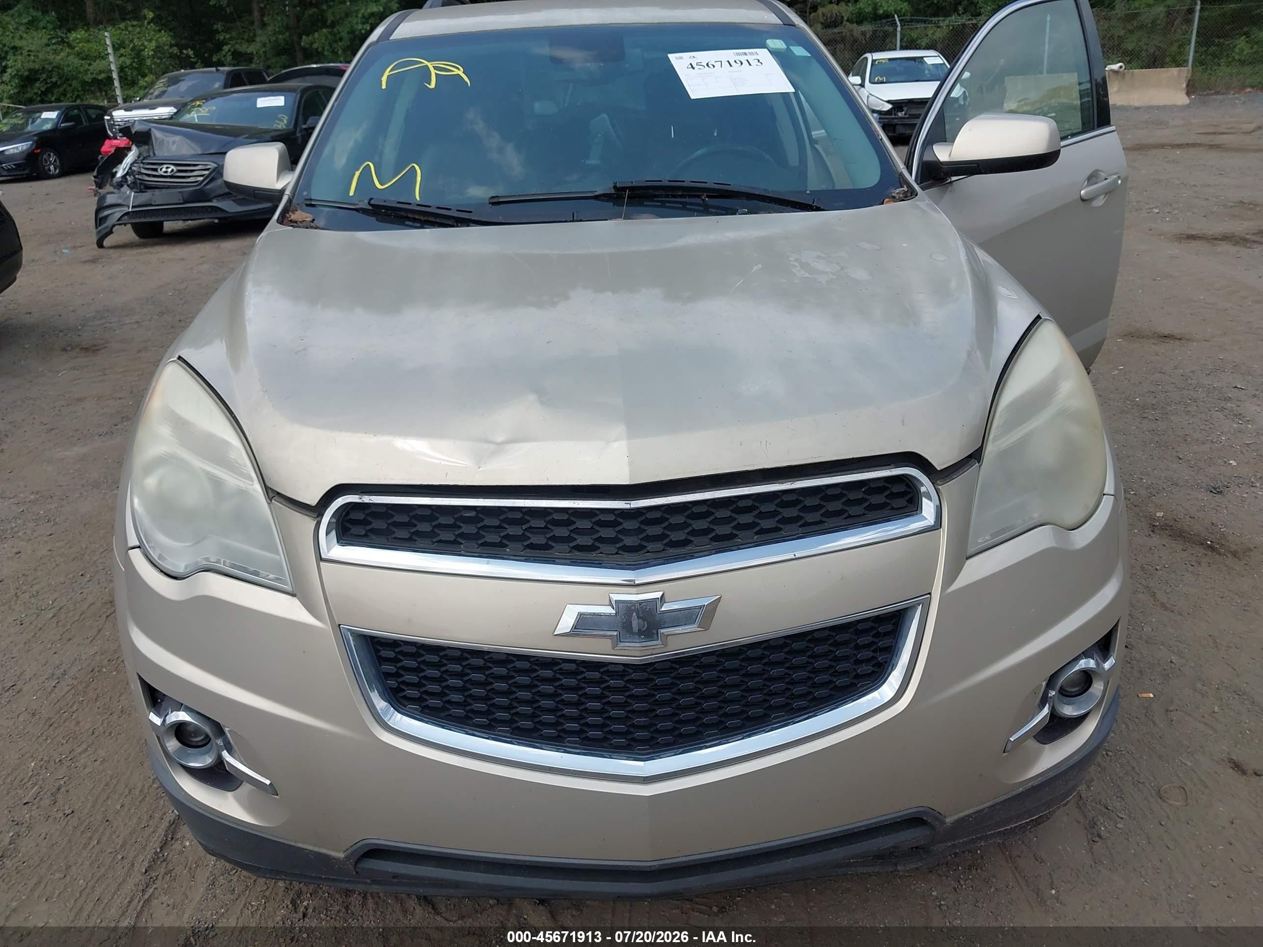 2012 Chevrolet Equinox Lt W/2lt Золотой vin: 2GNALPEK1C6388731