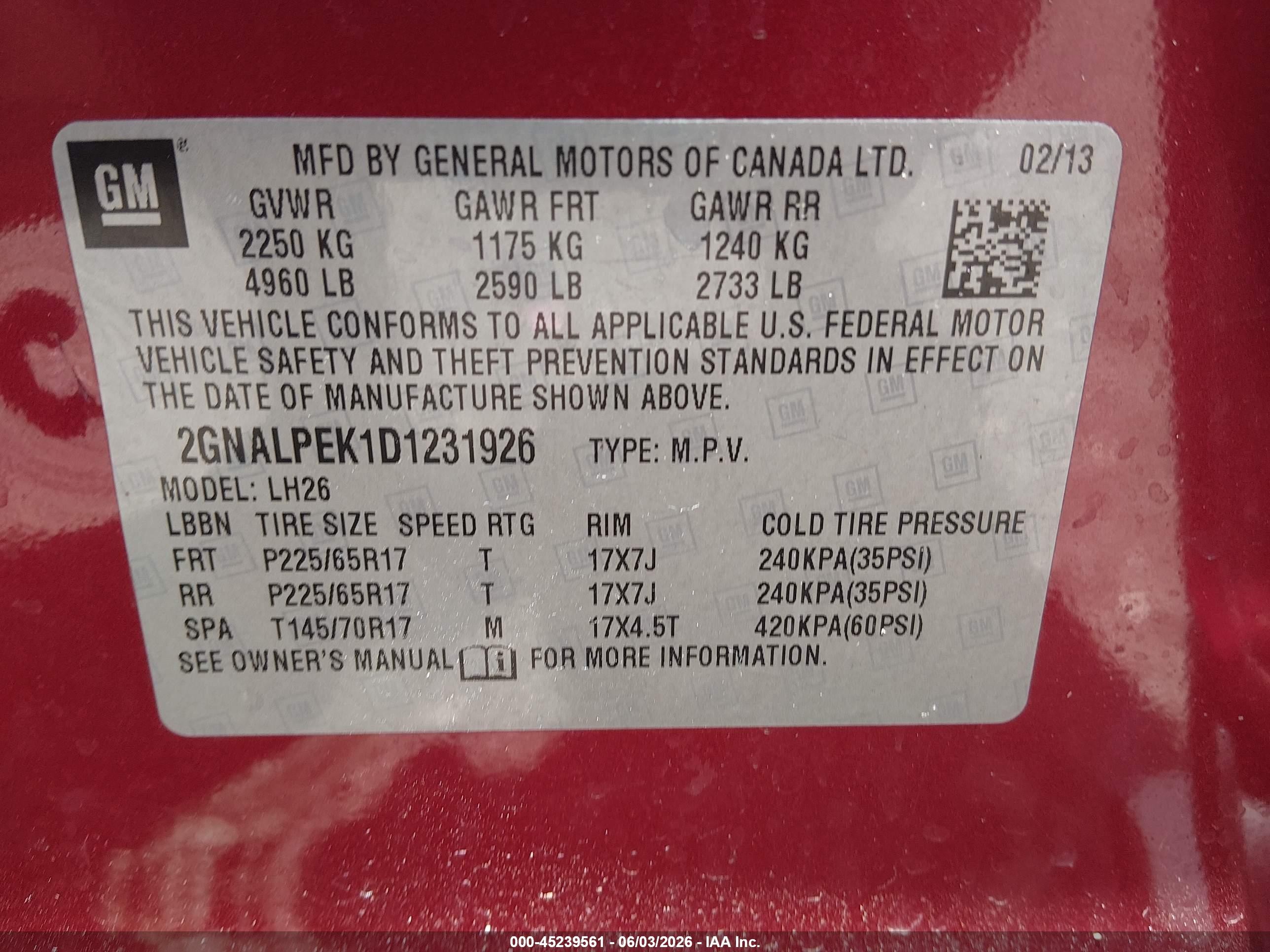 2013 Chevrolet Equinox 2lt Maroon vin: 2GNALPEK1D1231926