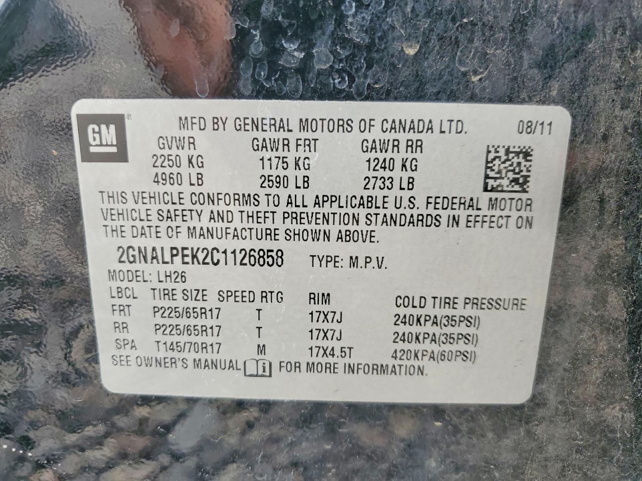 2012 Chevrolet Equinox Lt Черный vin: 2GNALPEK2C1126858