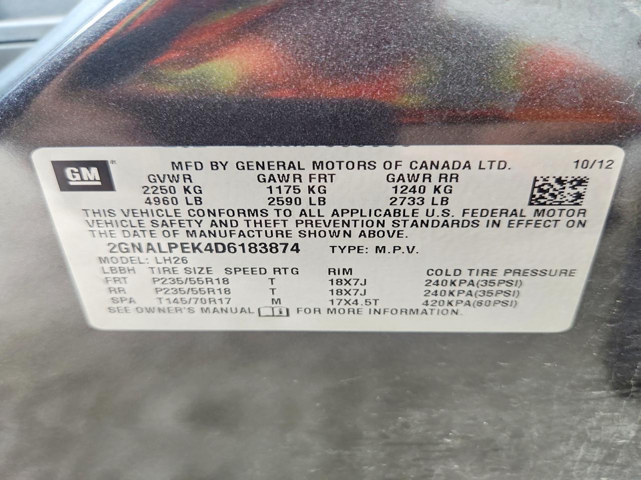 2013 Chevrolet Equinox Lt Угольный vin: 2GNALPEK4D6183874
