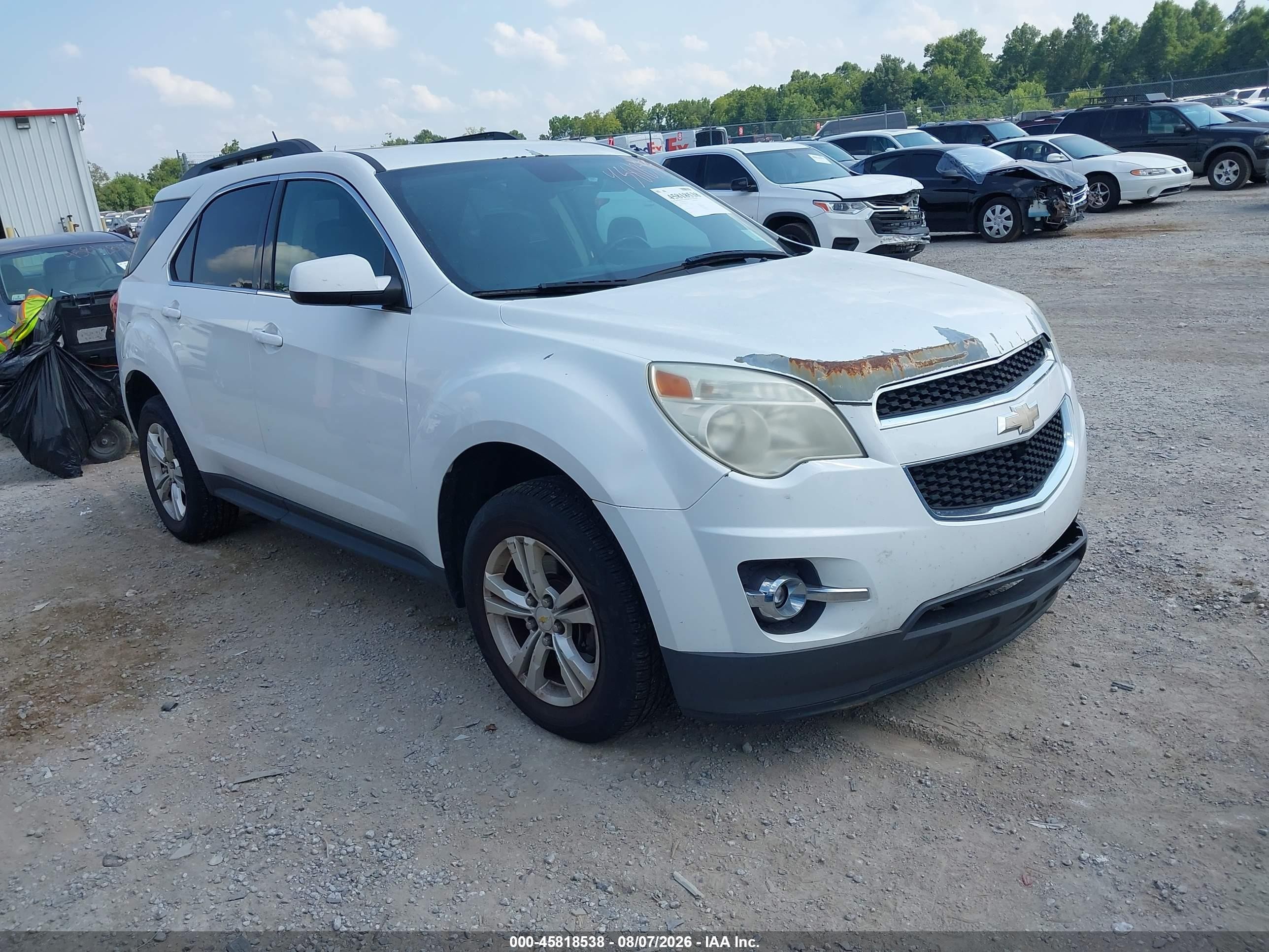2013 Chevrolet Equinox Lt White vin: 2GNALPEK5D6196424