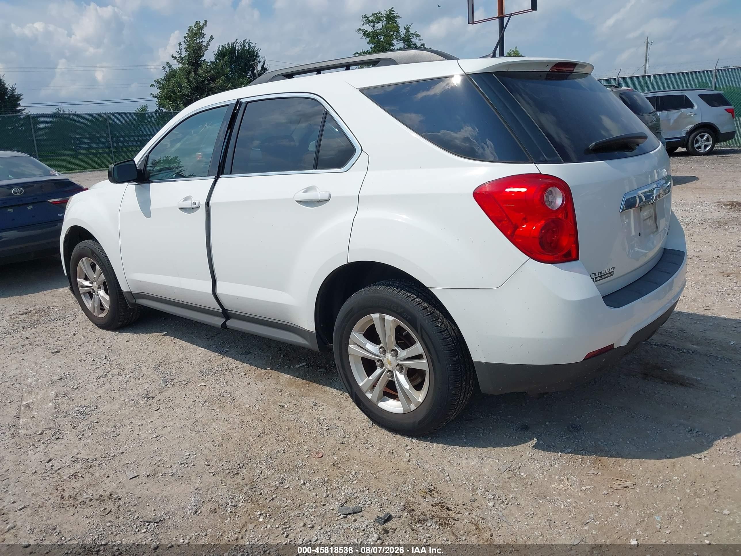 2013 Chevrolet Equinox Lt White vin: 2GNALPEK5D6196424