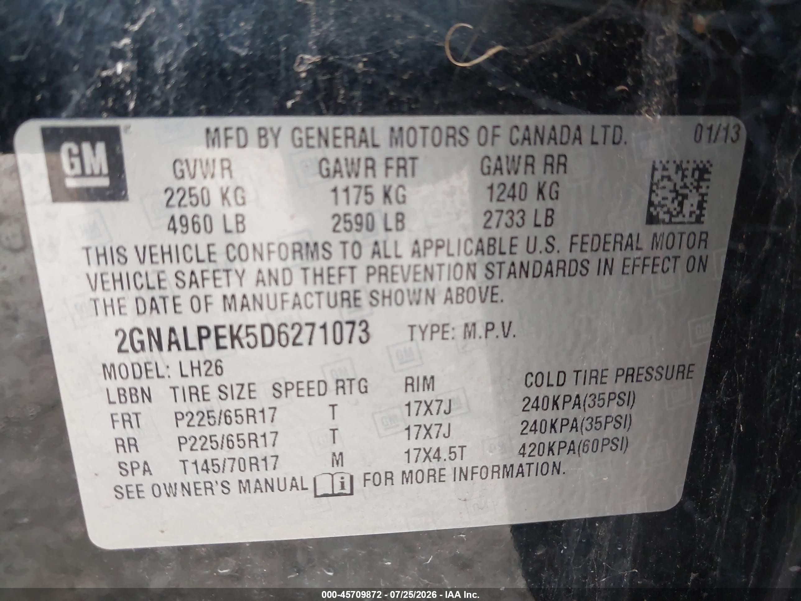 2013 Chevrolet Equinox Lt Black vin: 2GNALPEK5D6271073
