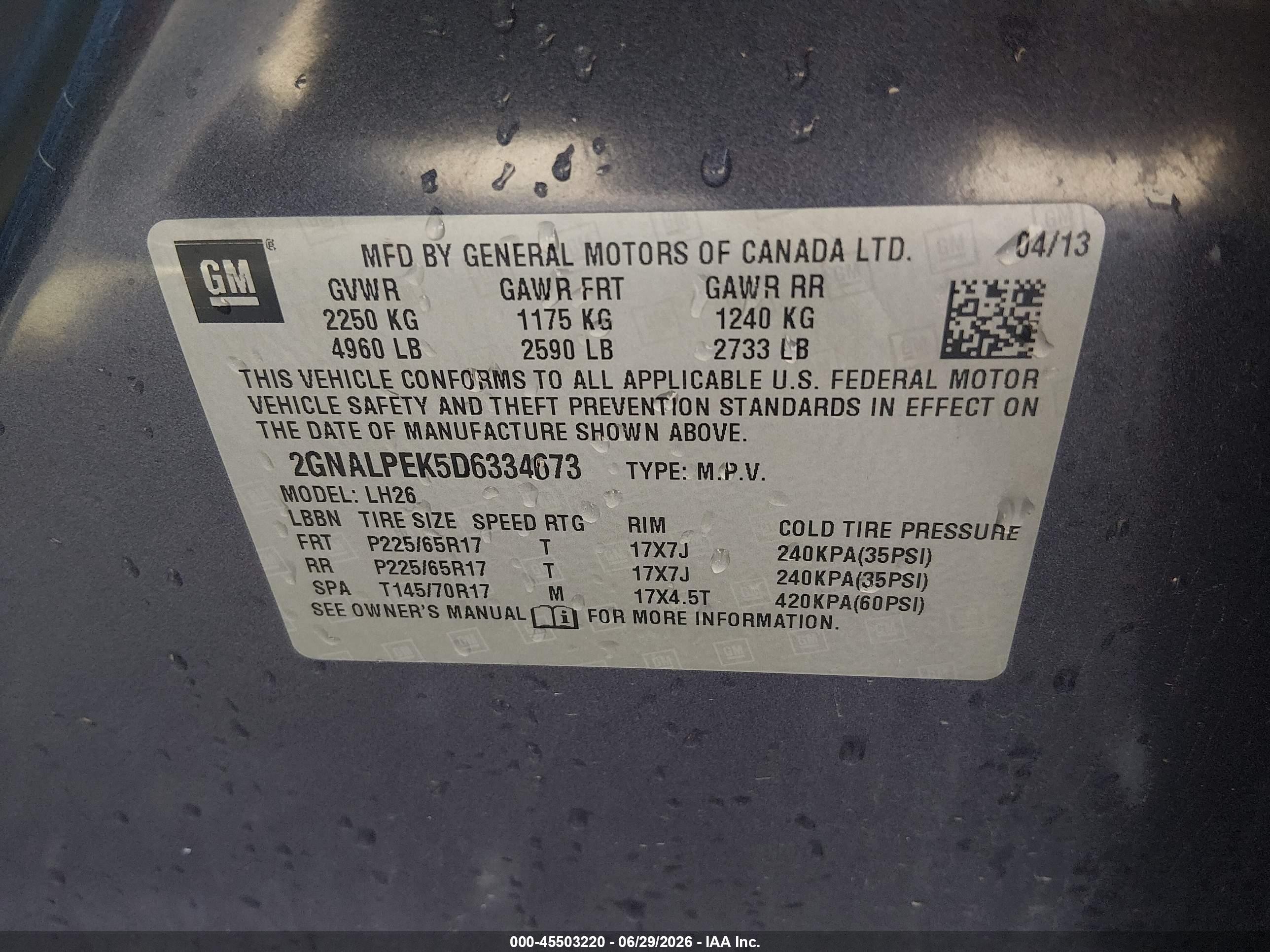 2013 Chevrolet Equinox 2lt Серый vin: 2GNALPEK5D6334673