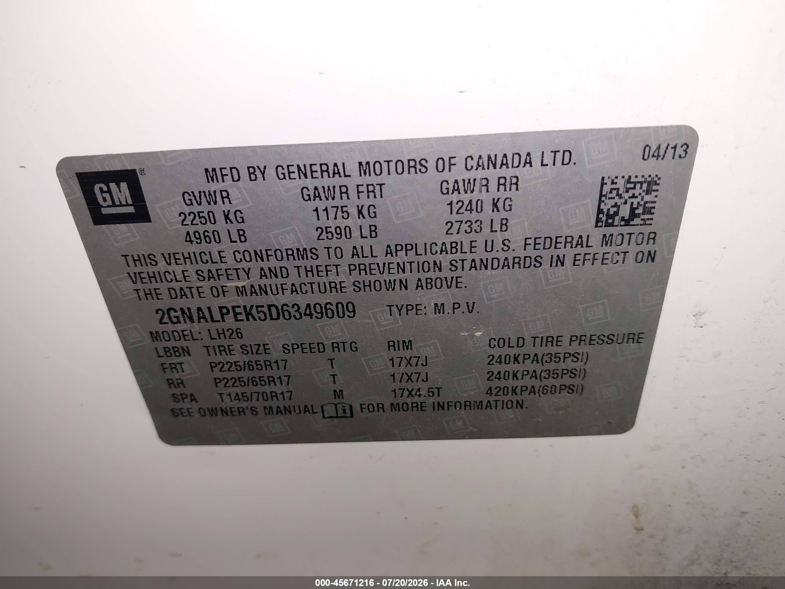 2013 Chevrolet Equinox Lt White vin: 2GNALPEK5D6349609