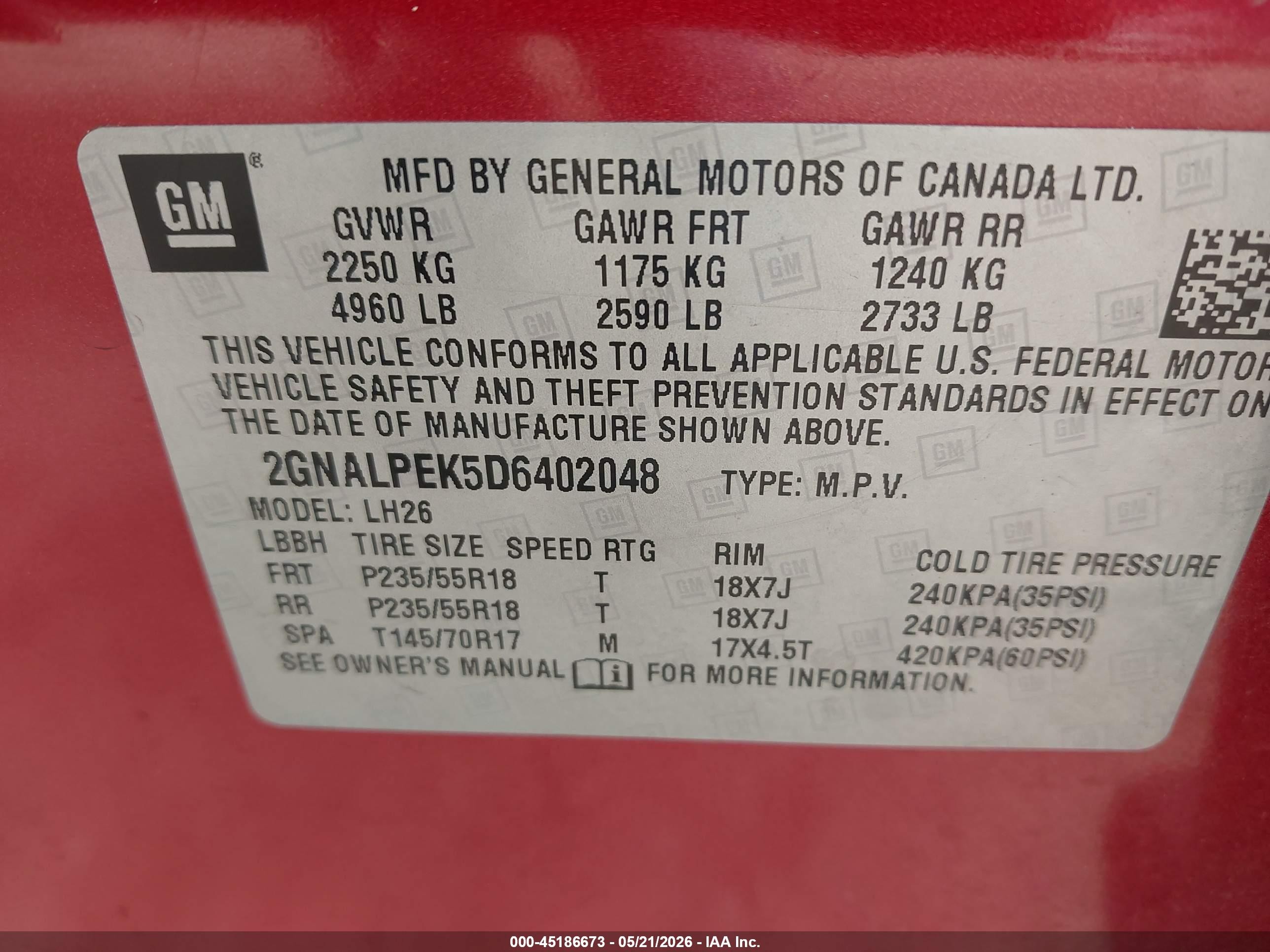 2013 Chevrolet Equinox 2lt Red vin: 2GNALPEK5D6402048