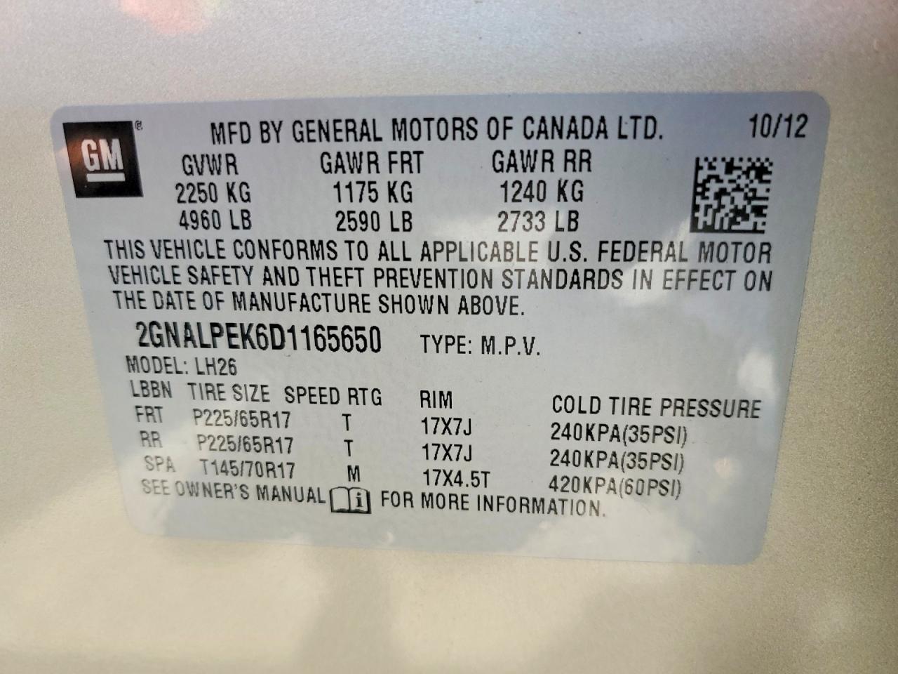 2013 Chevrolet Equinox Lt Gold vin: 2GNALPEK6D1165650