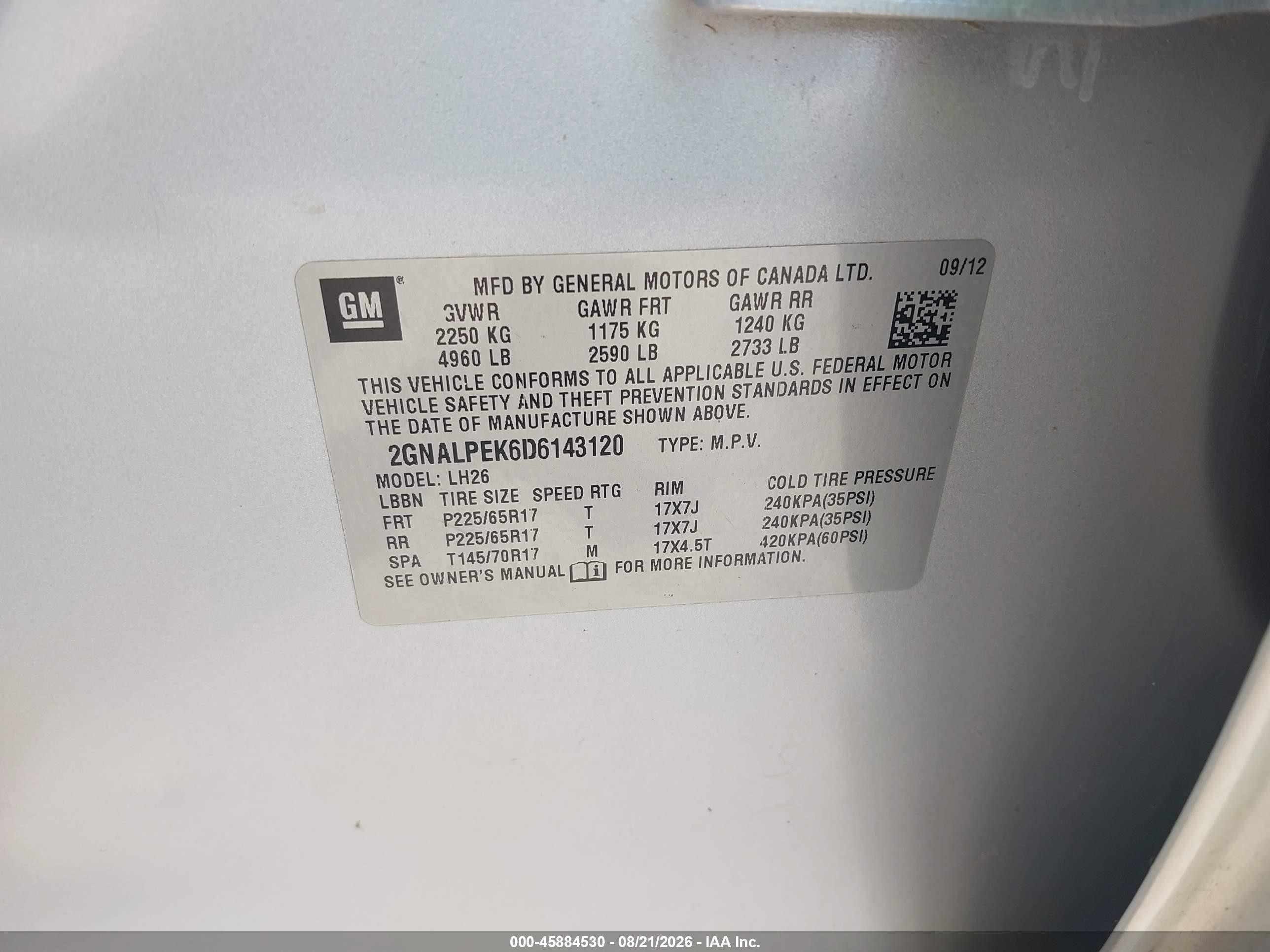 2013 Chevrolet Equinox 2lt Серебряный vin: 2GNALPEK6D6143120