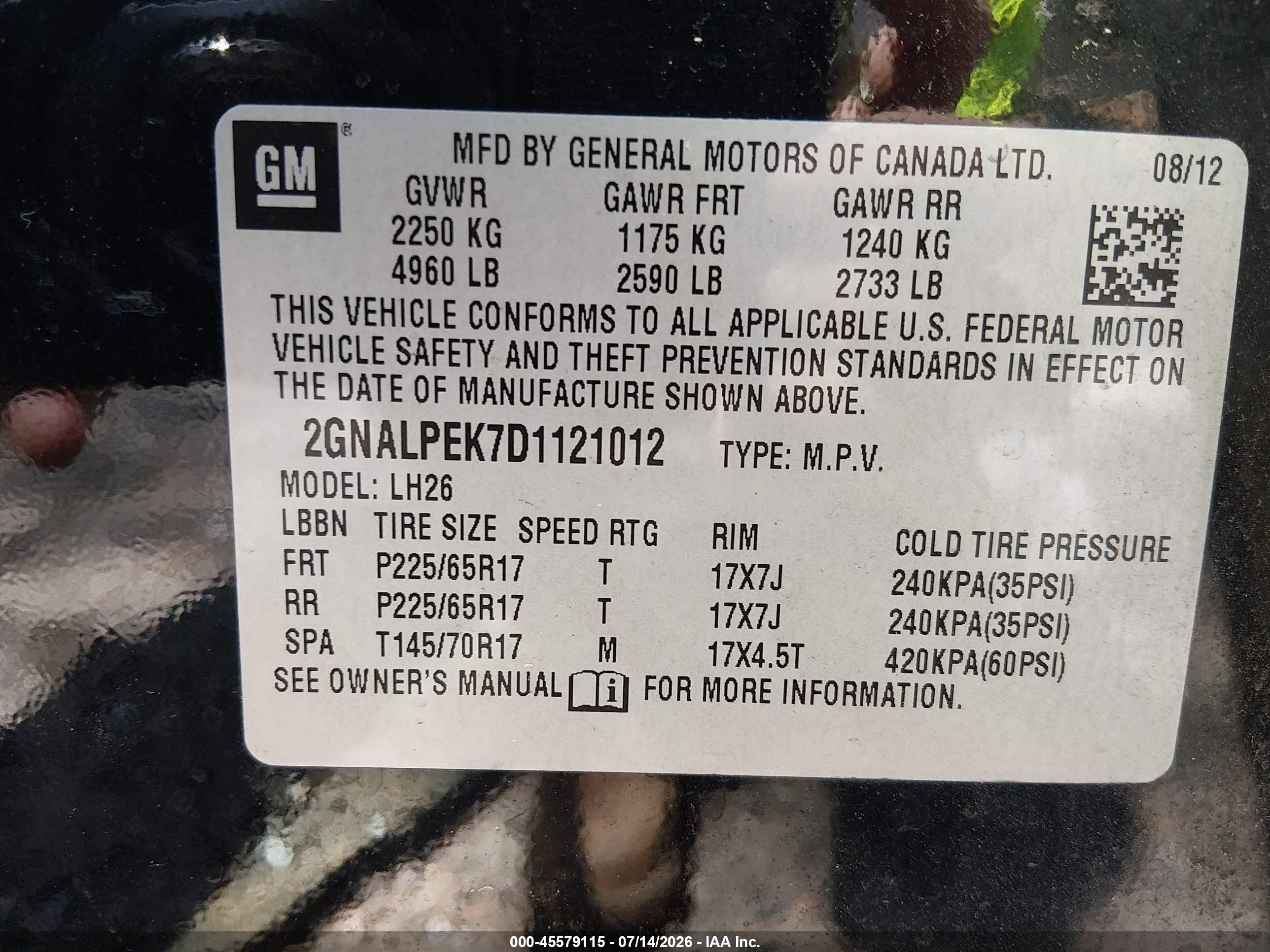 2013 Chevrolet Equinox Lt Black vin: 2GNALPEK7D1121012