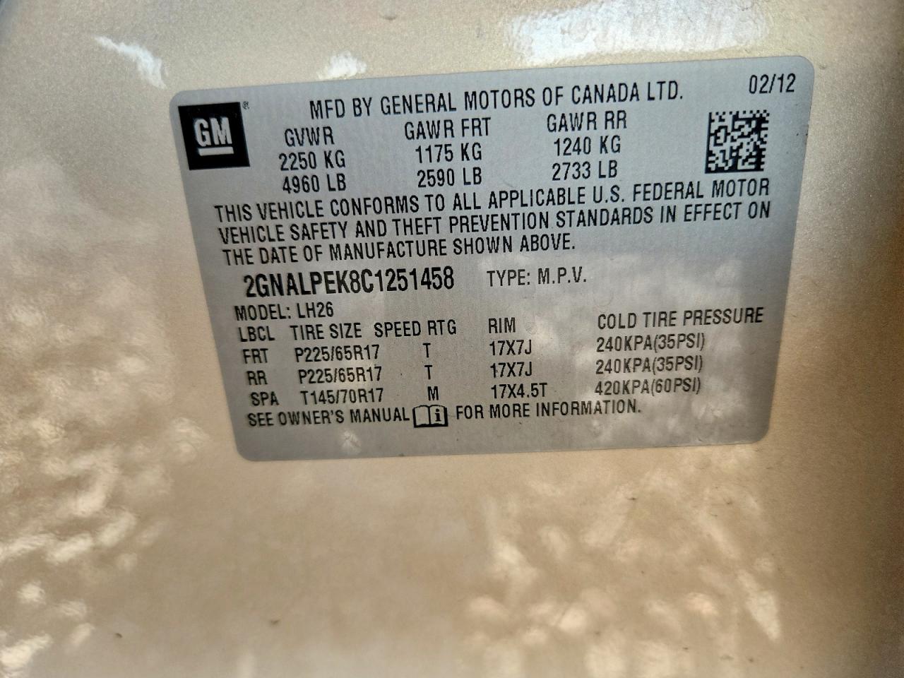 2012 Chevrolet Equinox Lt Beige vin: 2GNALPEK8C1251458
