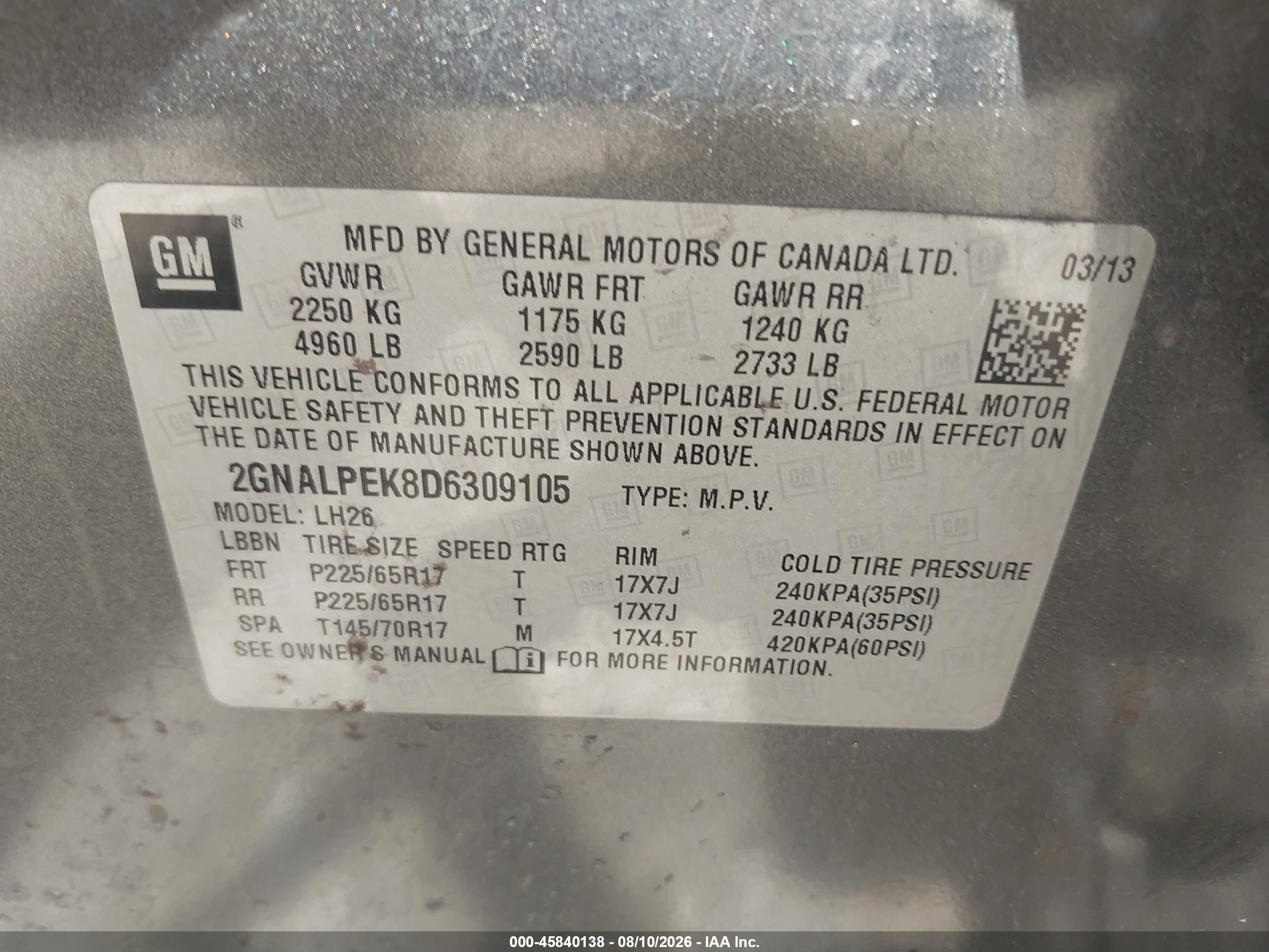 2013 Chevrolet Equinox Lt Gray vin: 2GNALPEK8D6309105