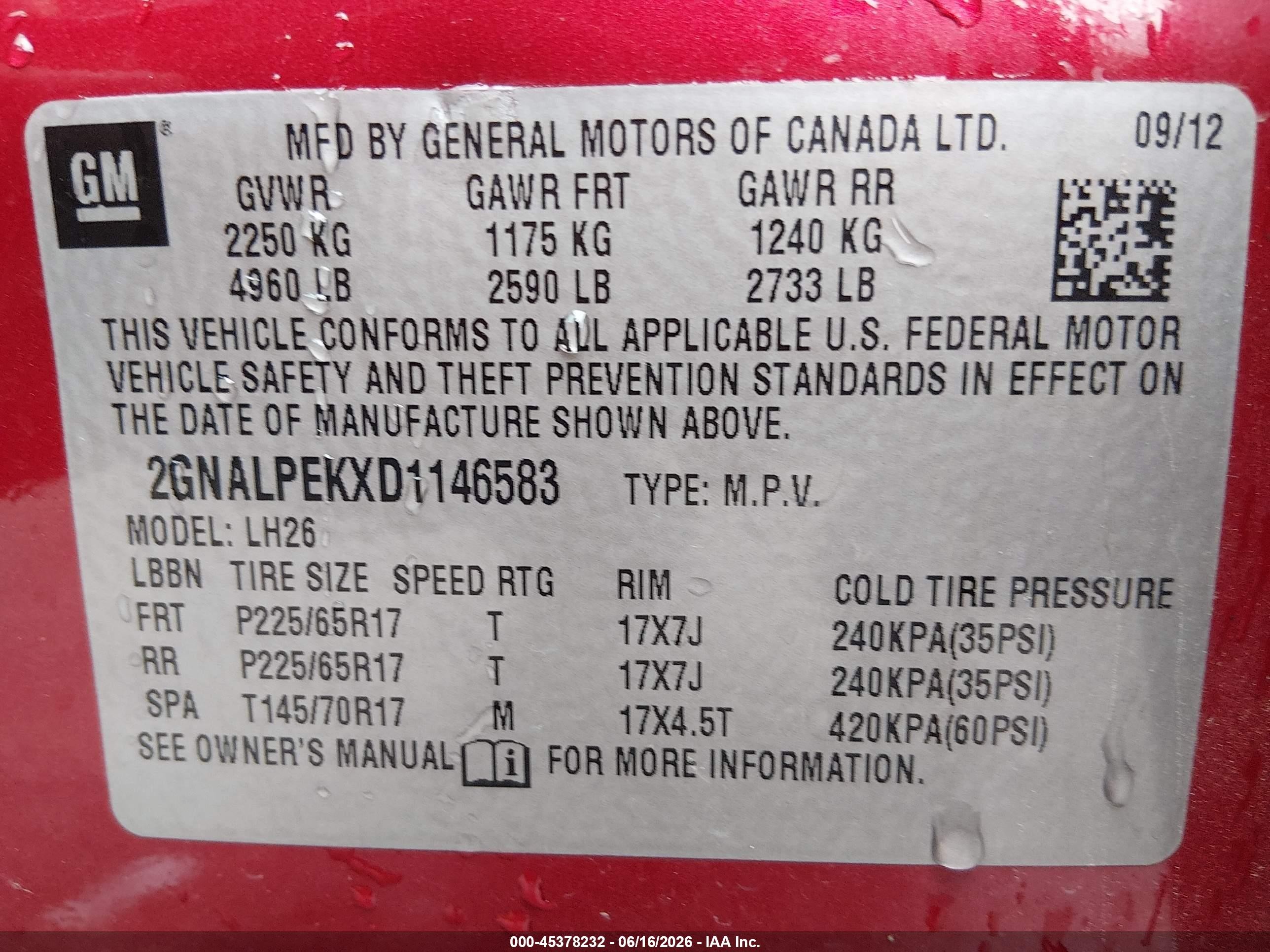 2013 Chevrolet Equinox 2lt Red vin: 2GNALPEKXD1146583