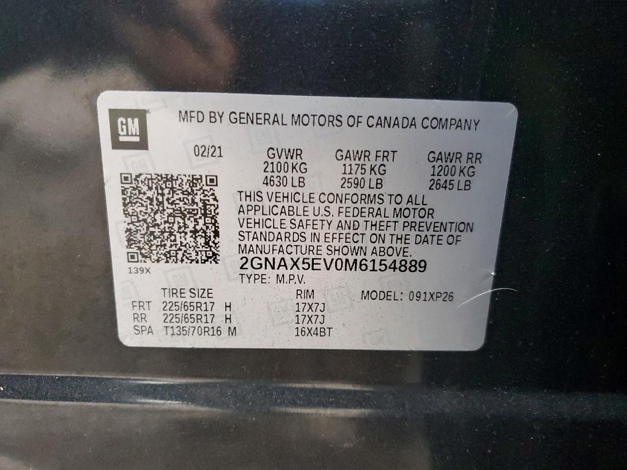 2021 Chevrolet Equinox Gray vin: 2GNAX5EV0M6154889
