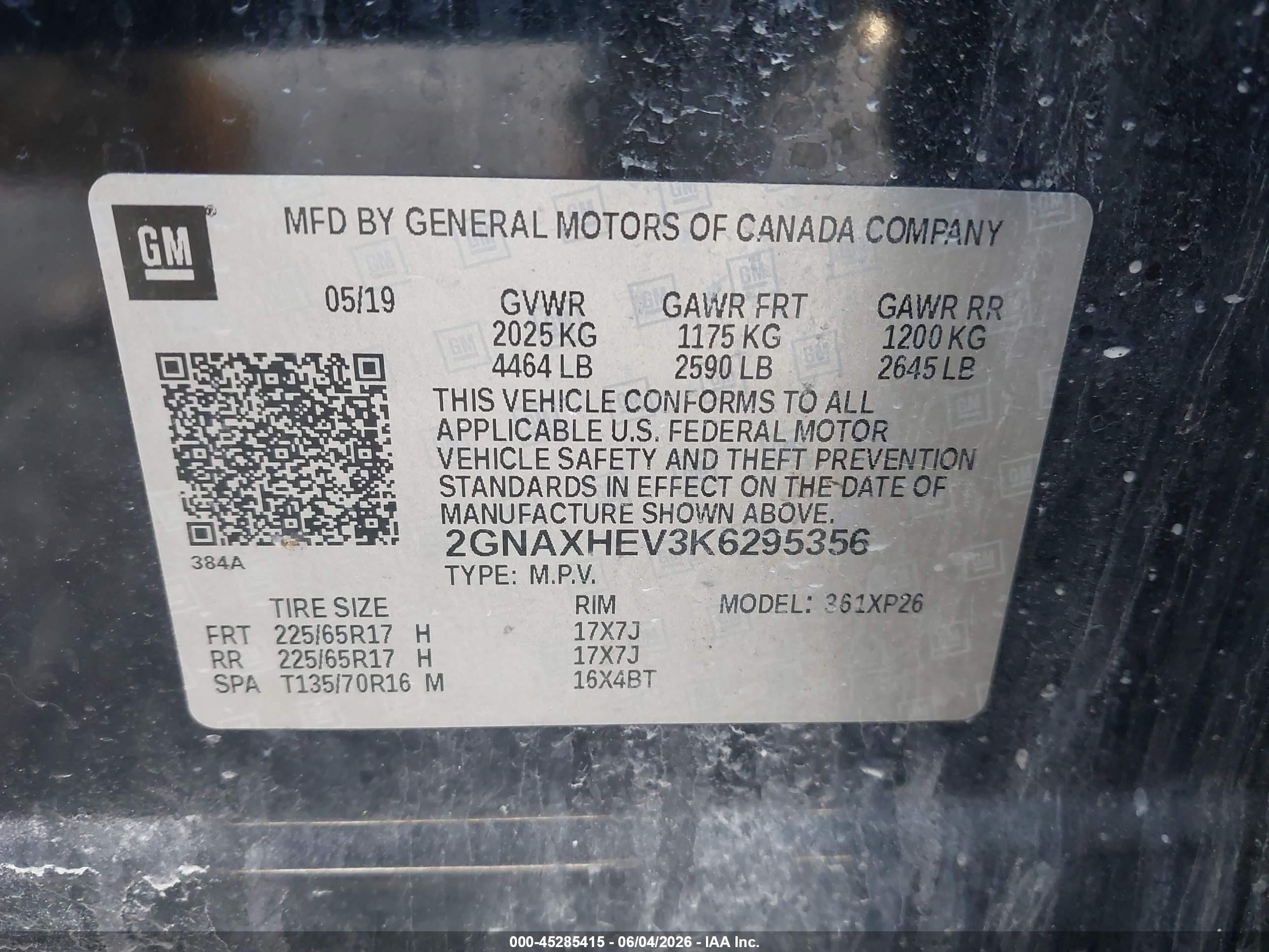 2019 Chevrolet Equinox Ls Black vin: 2GNAXHEV3K6295356