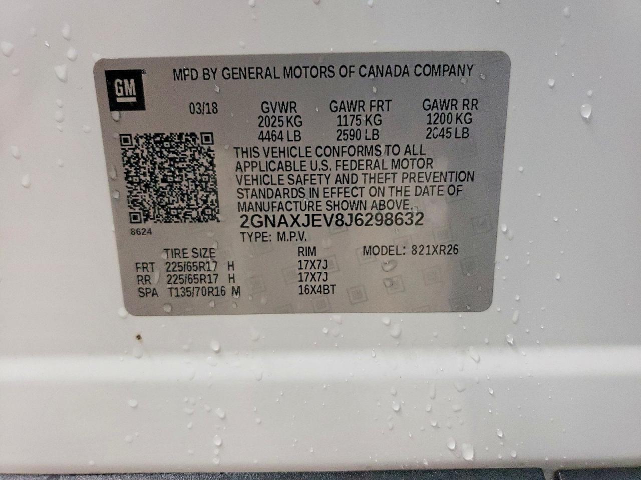 2018 Chevrolet Equinox Lt White vin: 2GNAXJEV8J6298632