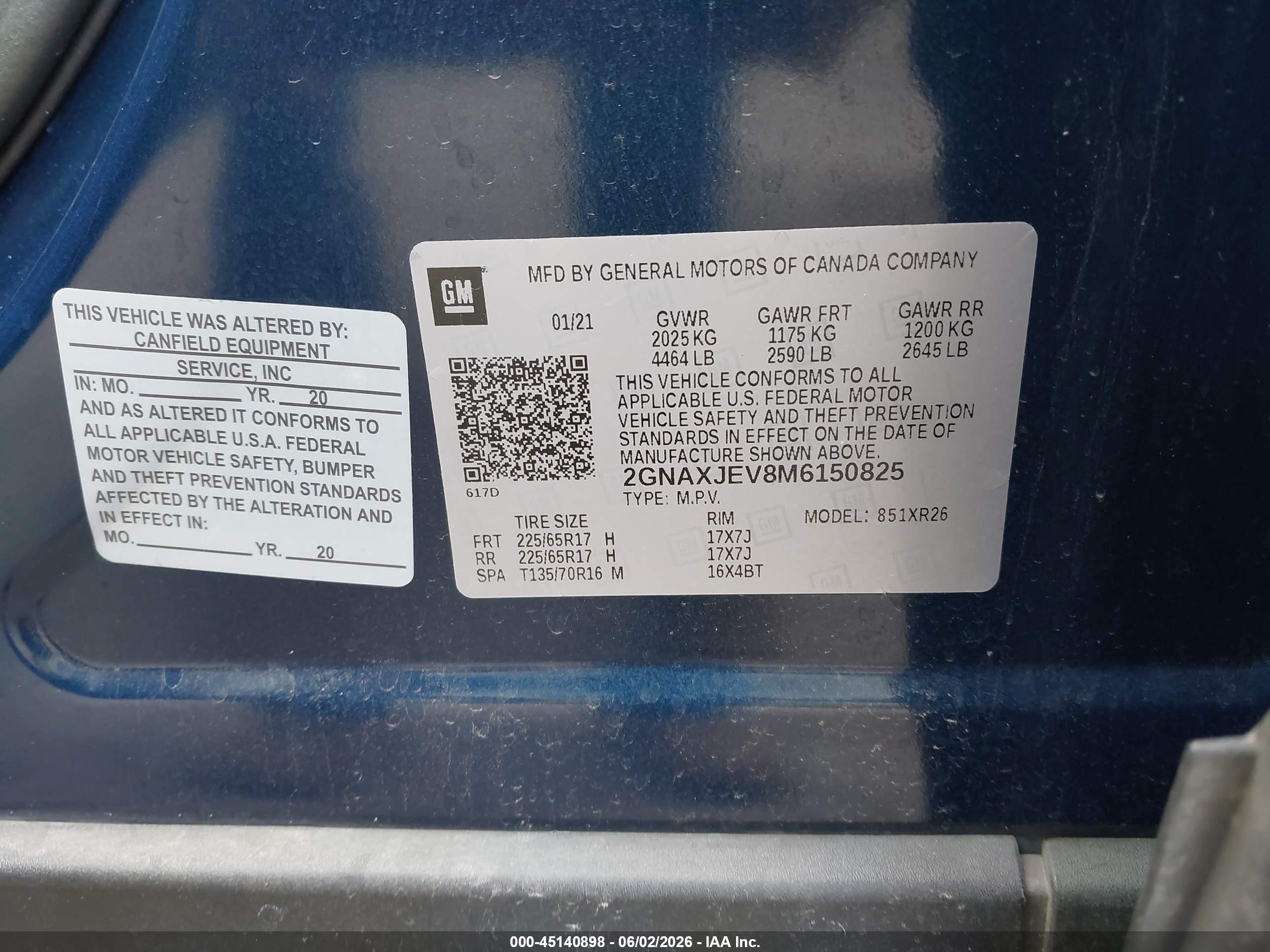 2021 Chevrolet Equinox Fwd 2fl Blue vin: 2GNAXJEV8M6150825