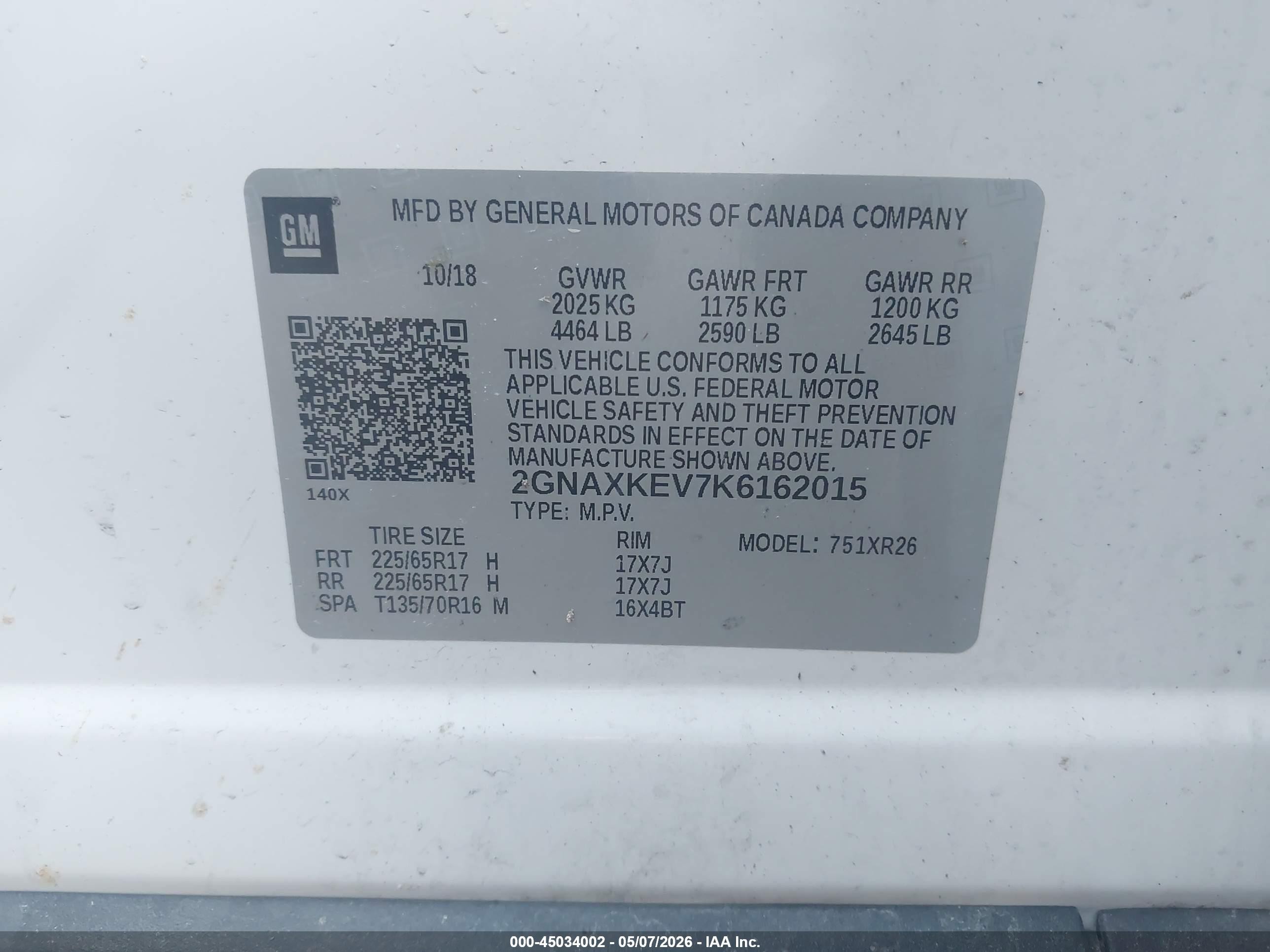 2019 Chevrolet Equinox Lt Белый vin: 2GNAXKEV7K6162015