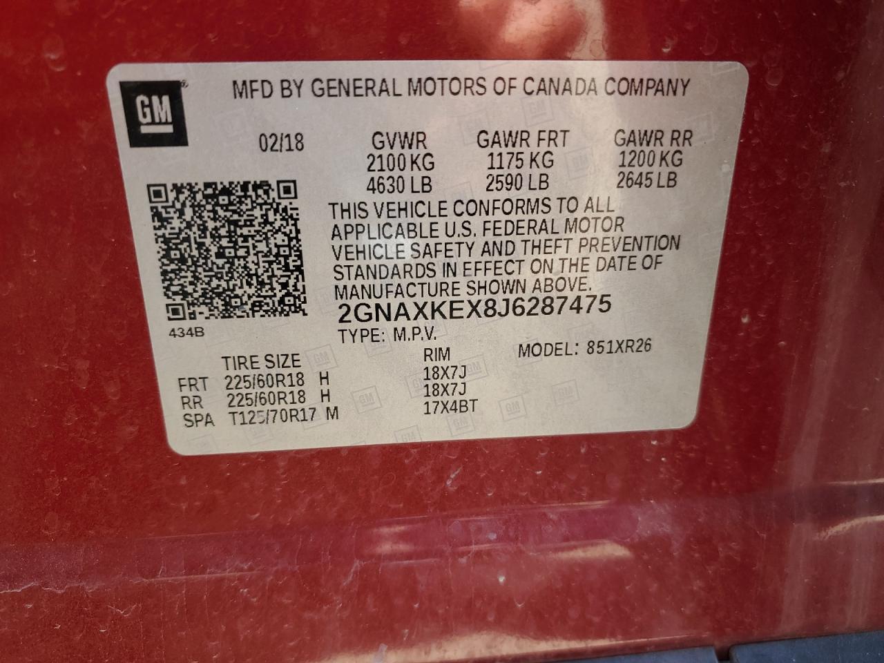 2018 Chevrolet Equinox Lt Red vin: 2GNAXKEX8J6287475