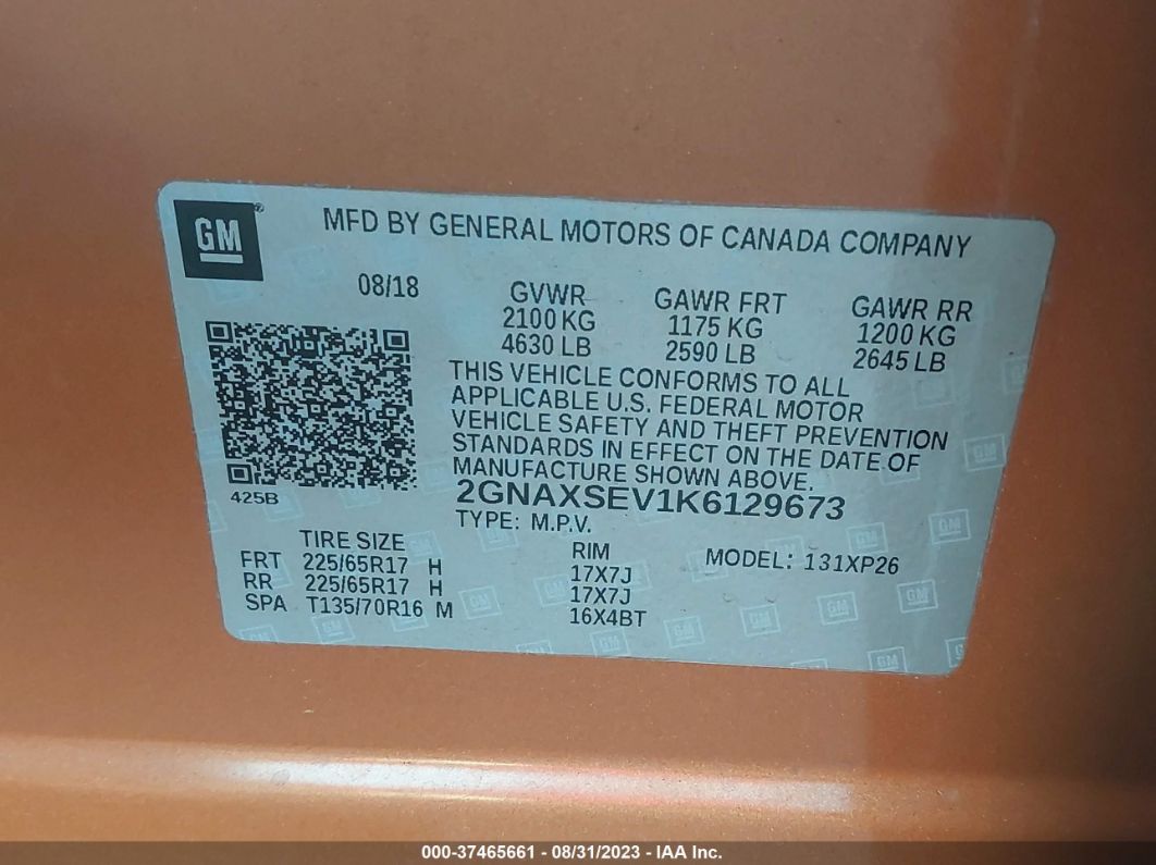 2019 Chevrolet Equinox Ls Orange vin: 2GNAXSEV1K6129673