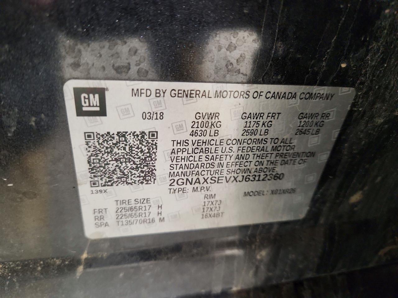 2018 Chevrolet Equinox Lt Charcoal vin: 2GNAXSEVXJ6312360