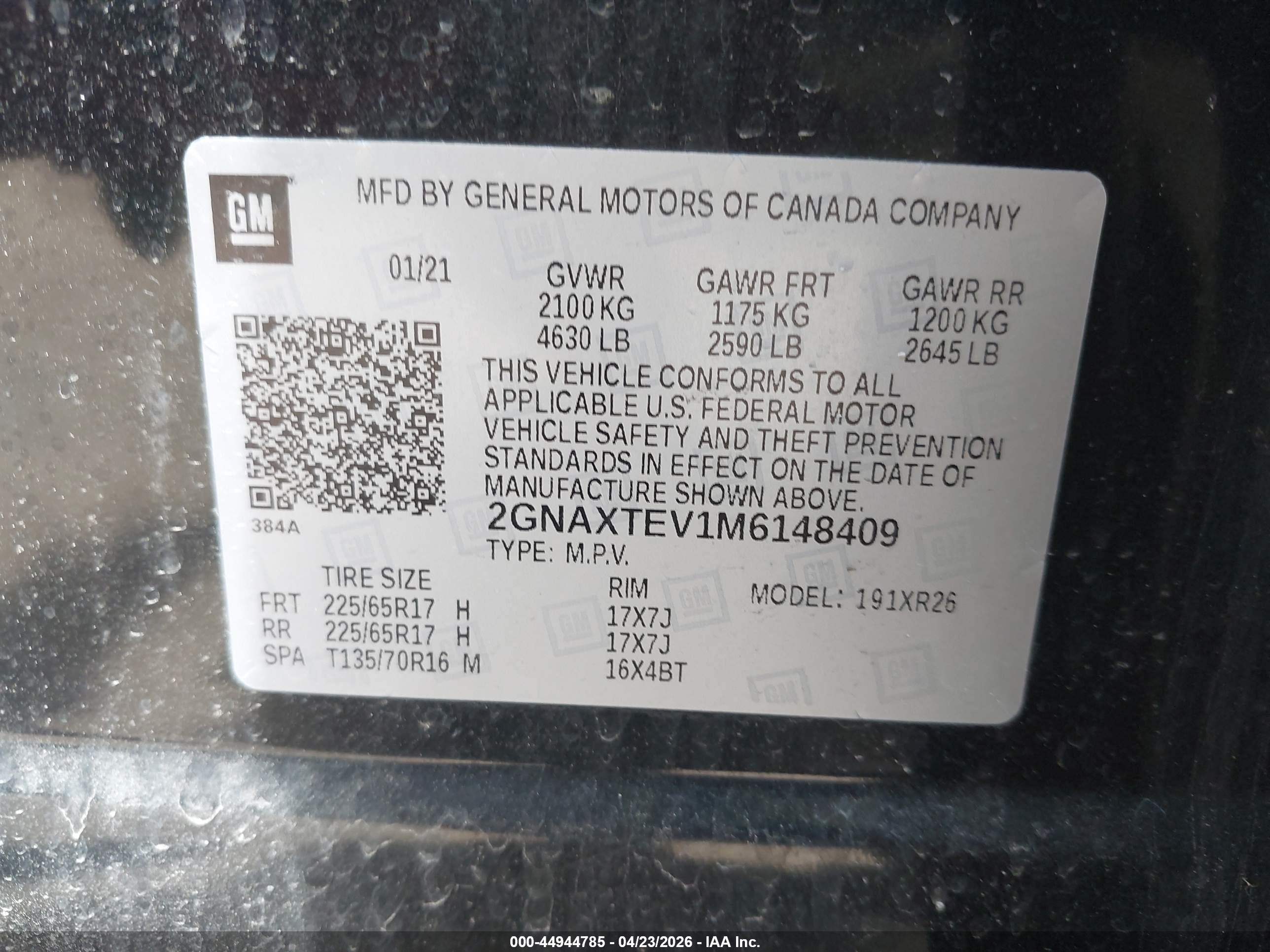 2021 Chevrolet Equinox Awd 2fl Черный vin: 2GNAXTEV1M6148409
