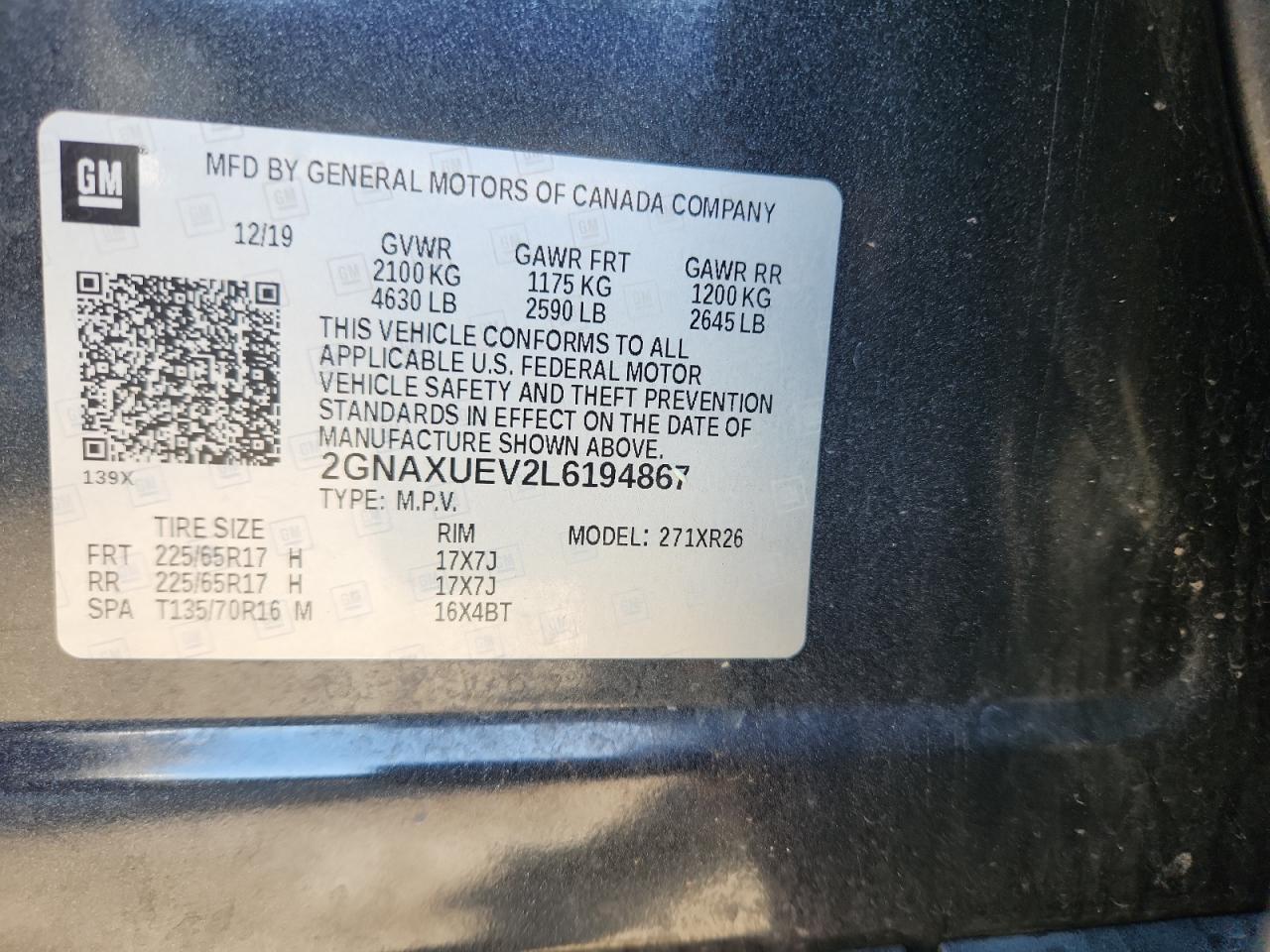2020 Chevrolet Equinox Lt Gray vin: 2GNAXUEV2L6194867