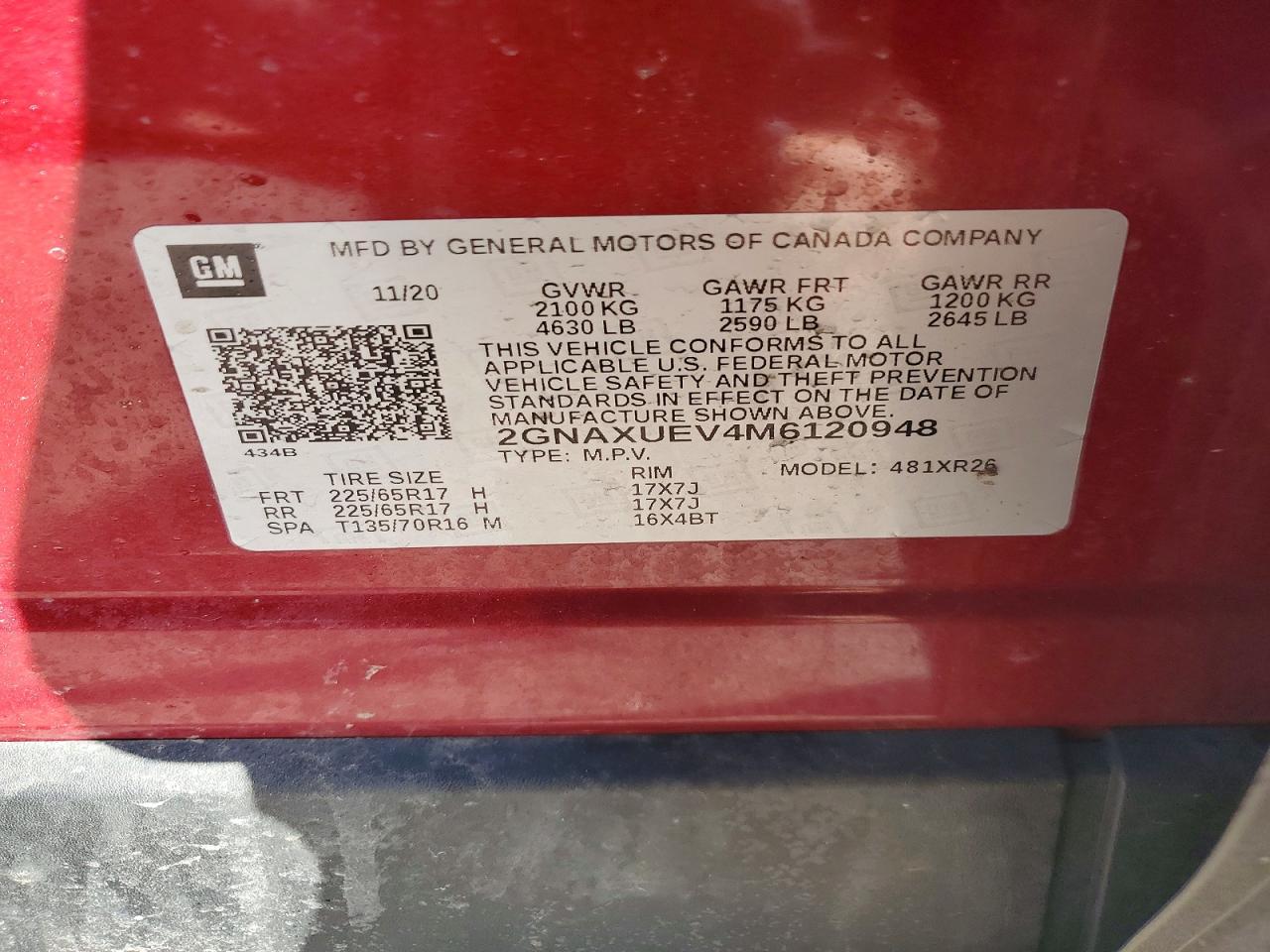 2021 Chevrolet Equinox Lt Red vin: 2GNAXUEV4M6120948