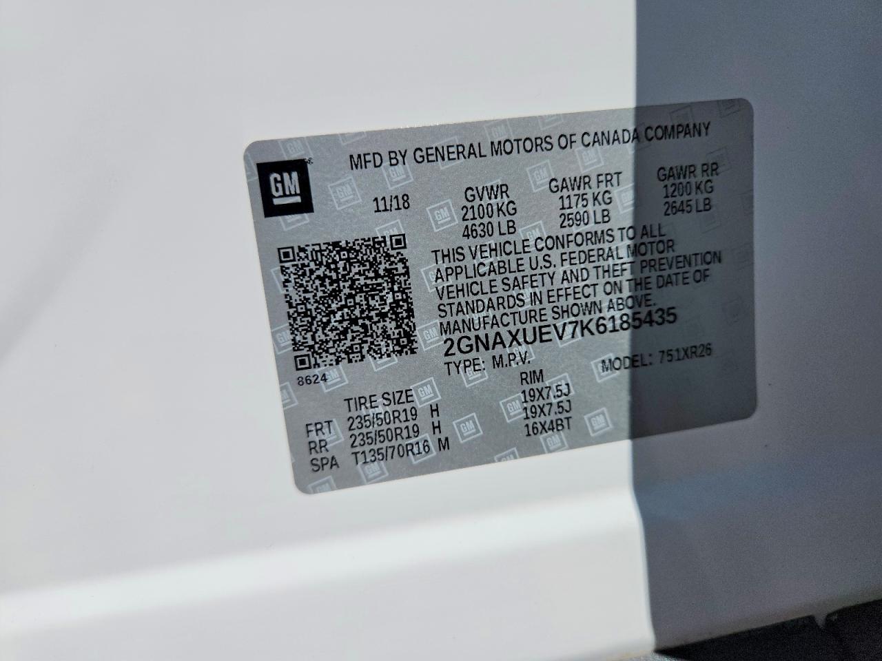 2019 Chevrolet Equinox Lt Белый vin: 2GNAXUEV7K6185435
