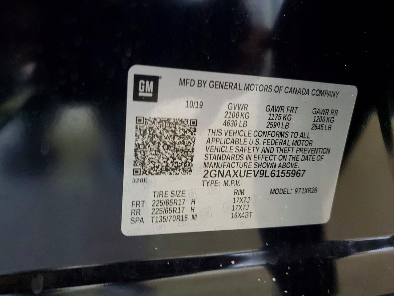 2020 Chevrolet Equinox Lt Blue vin: 2GNAXUEV9L6155967