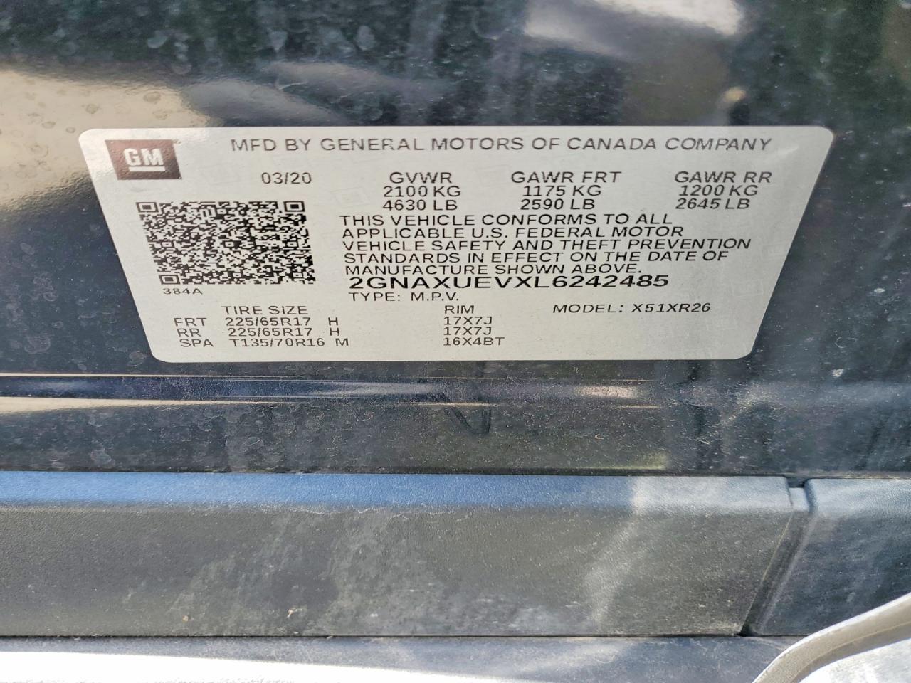 2020 Chevrolet Equinox Lt Черный vin: 2GNAXUEVXL6242485