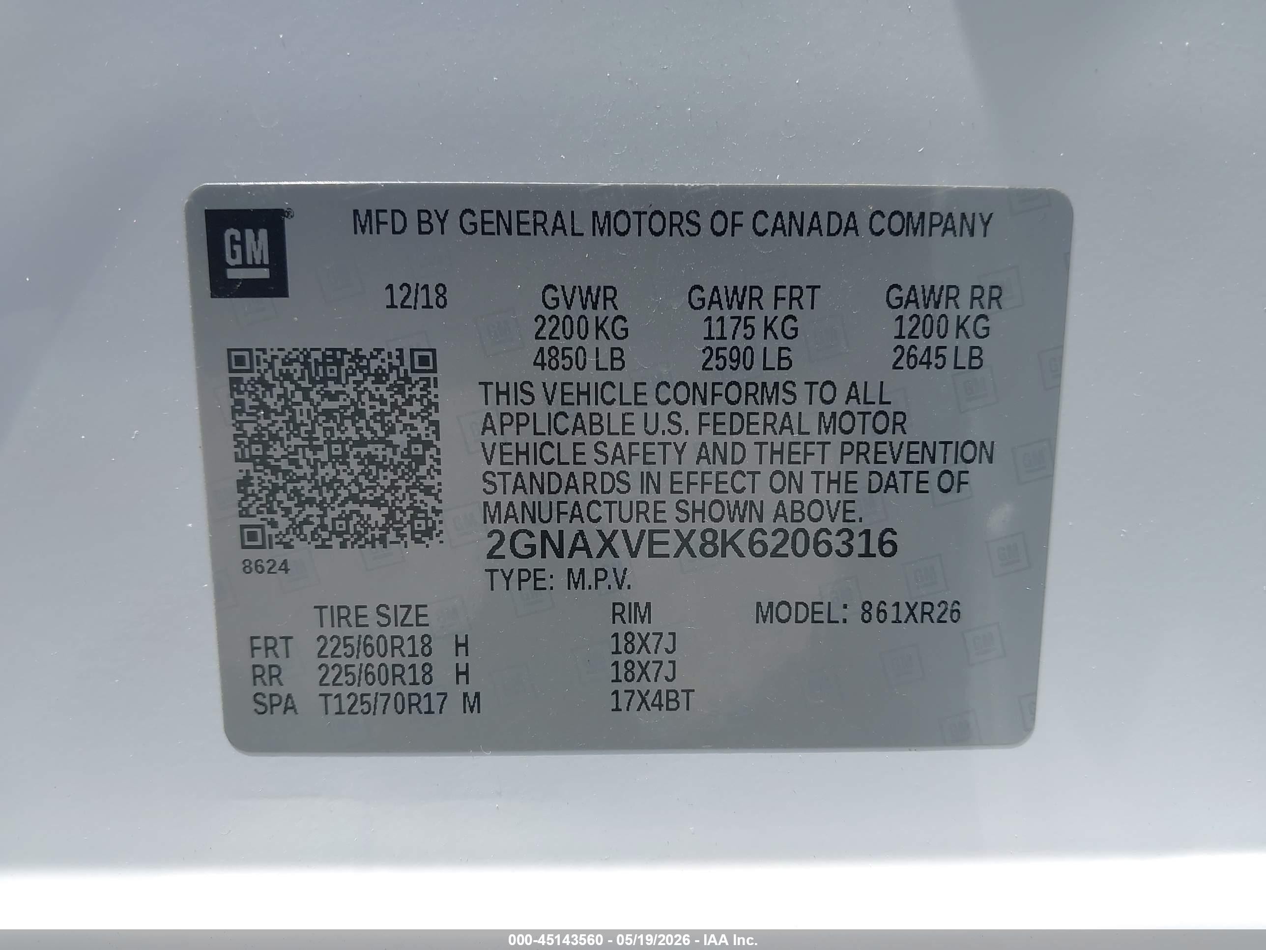 2019 Chevrolet Equinox Lt White vin: 2GNAXVEX8K6206316