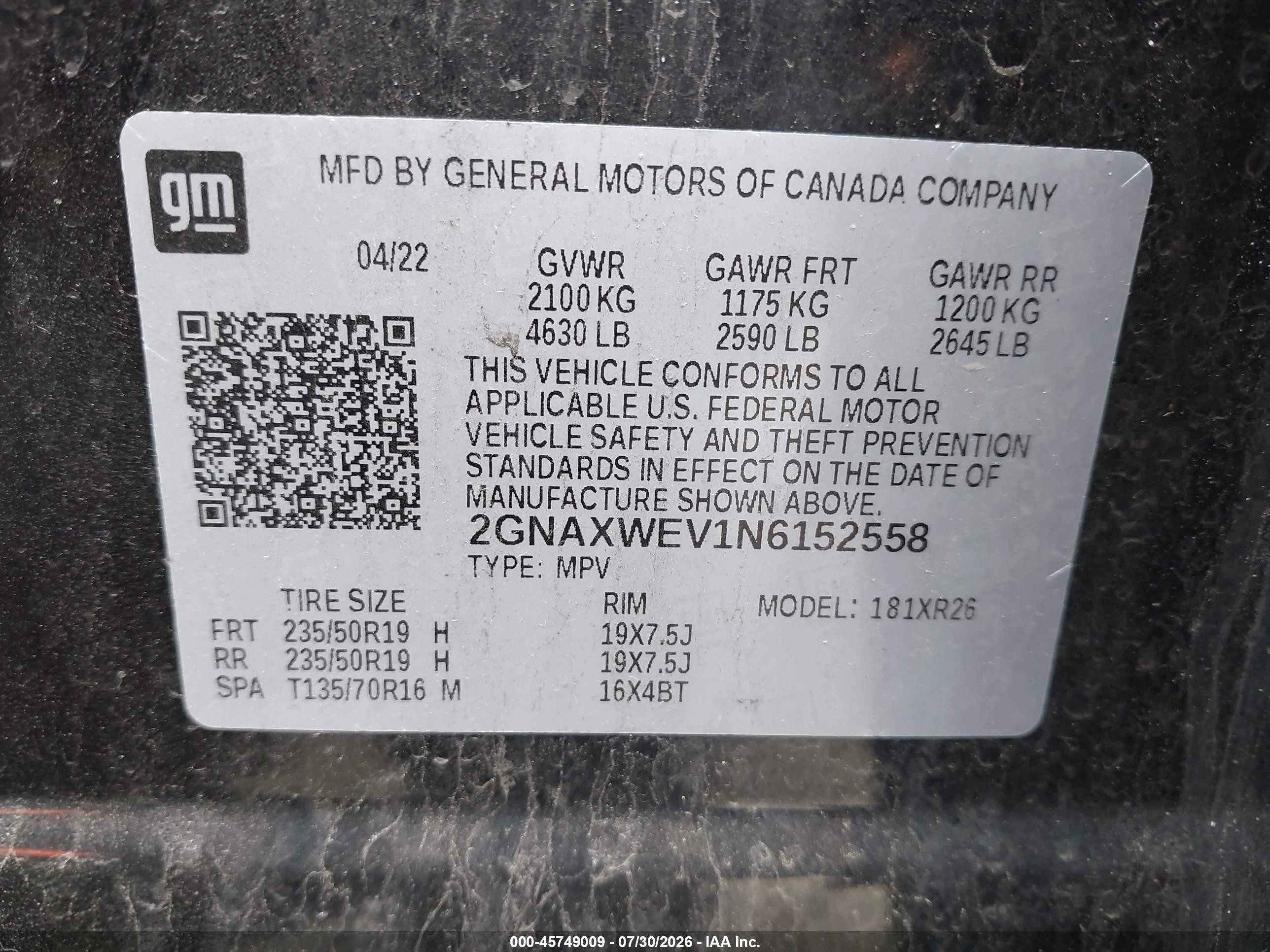 2022 Chevrolet Equinox Awd Rs Black vin: 2GNAXWEV1N6152558