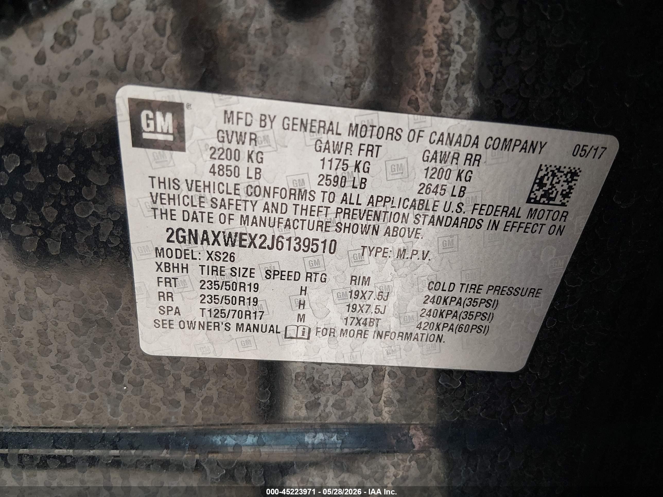 2018 Chevrolet Equinox Premier Black vin: 2GNAXWEX2J6139510