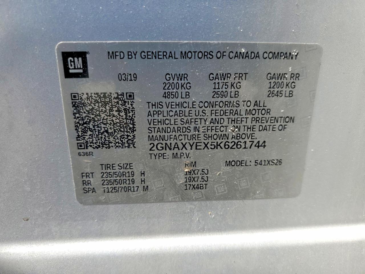 2019 Chevrolet Equinox Premier Silver vin: 2GNAXYEX5K6261744