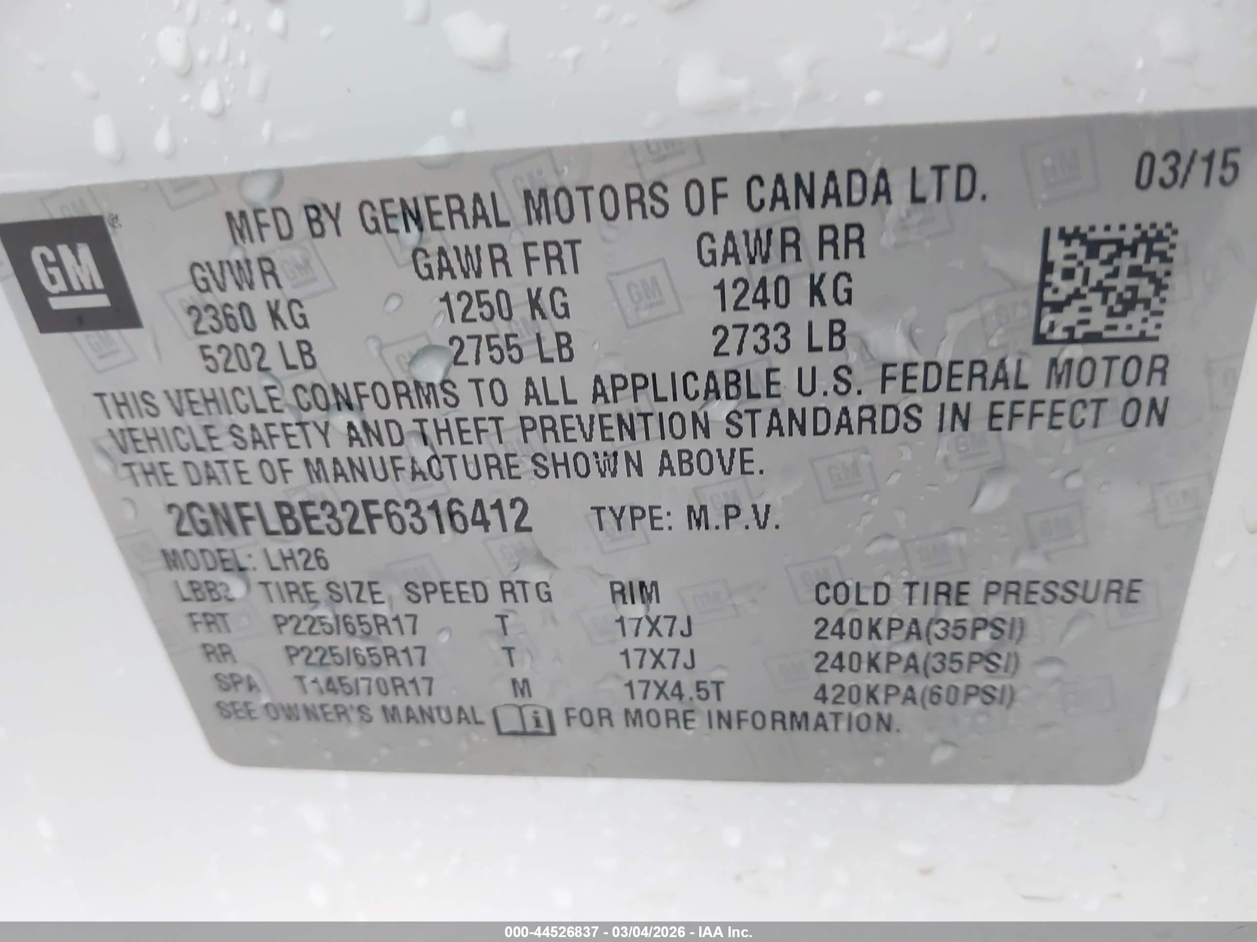 2015 Chevrolet Equinox 1lt White vin: 2GNFLBE32F6316412